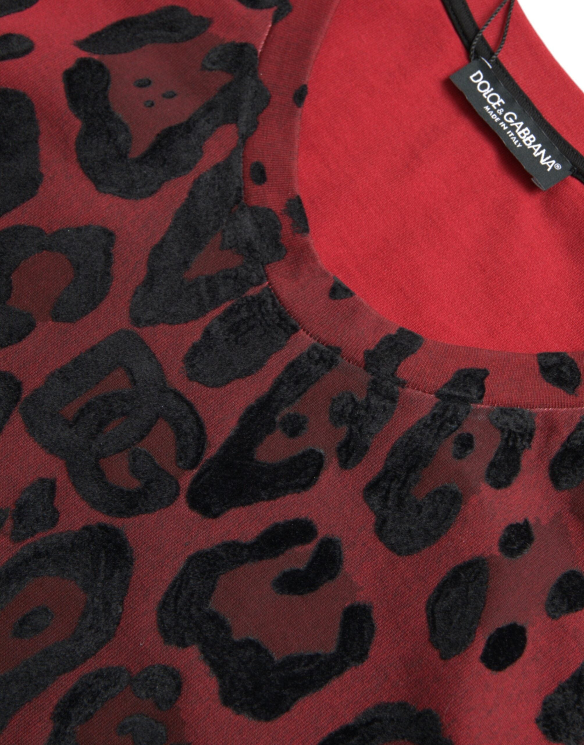 Dolce & Gabbana Röd Leopardmönstrad Ärmlös Linne T-shirt