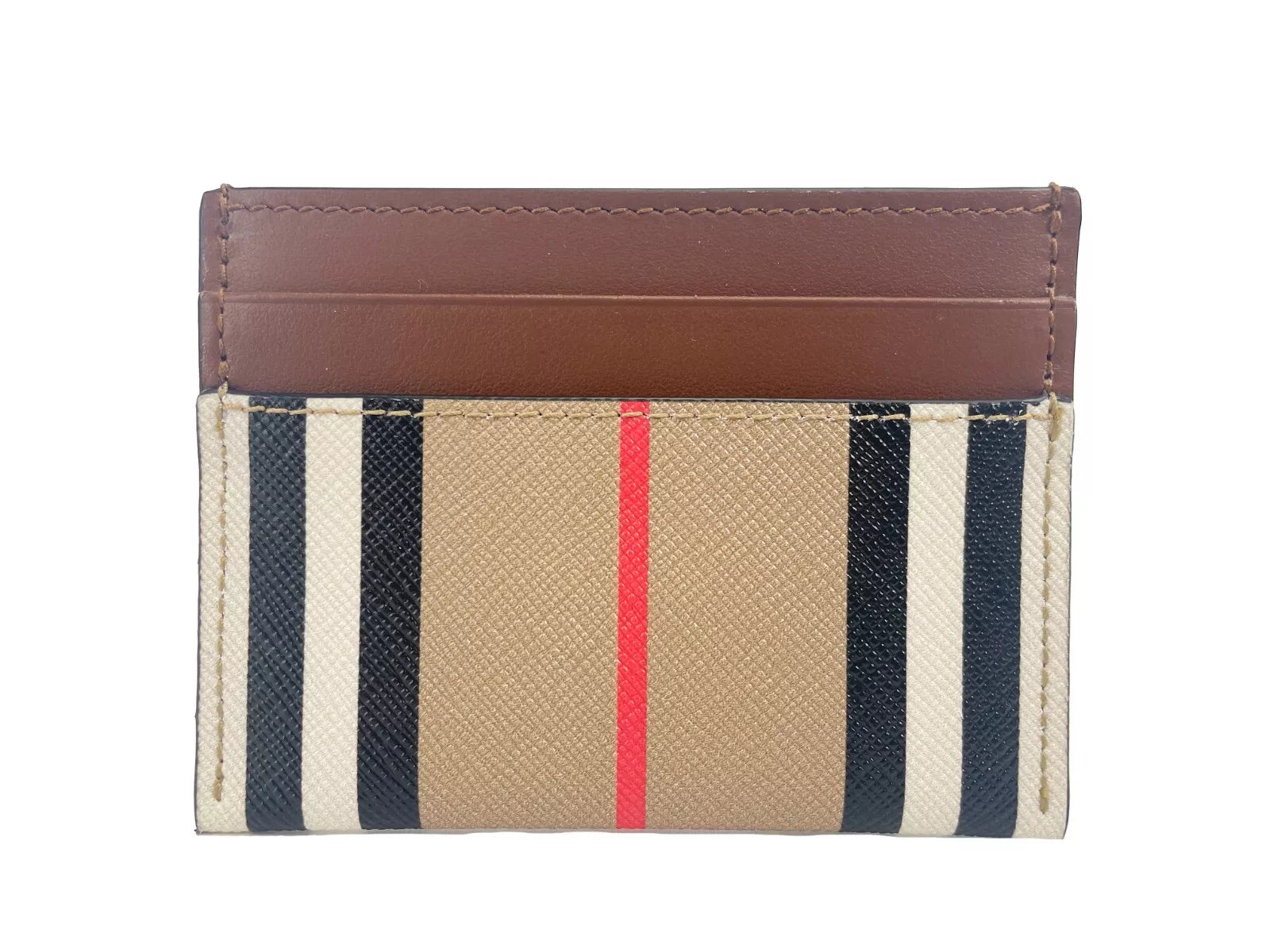 Burberry Sandon Brun Canvasrutig Läderplånbok med Smal Korthållare
