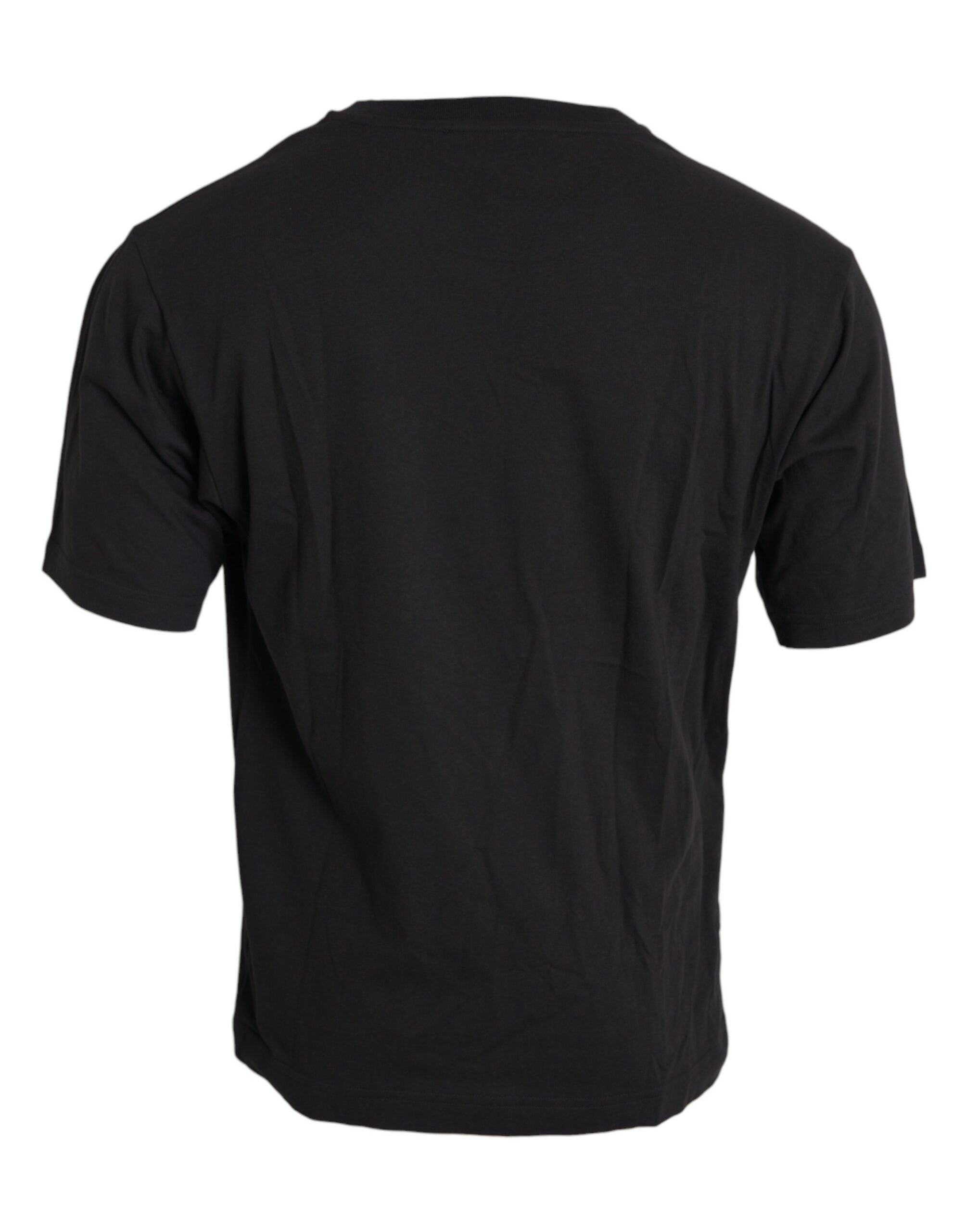 Dolce & Gabbana svart t-shirt med rund hals och tryck i bomull med fickor