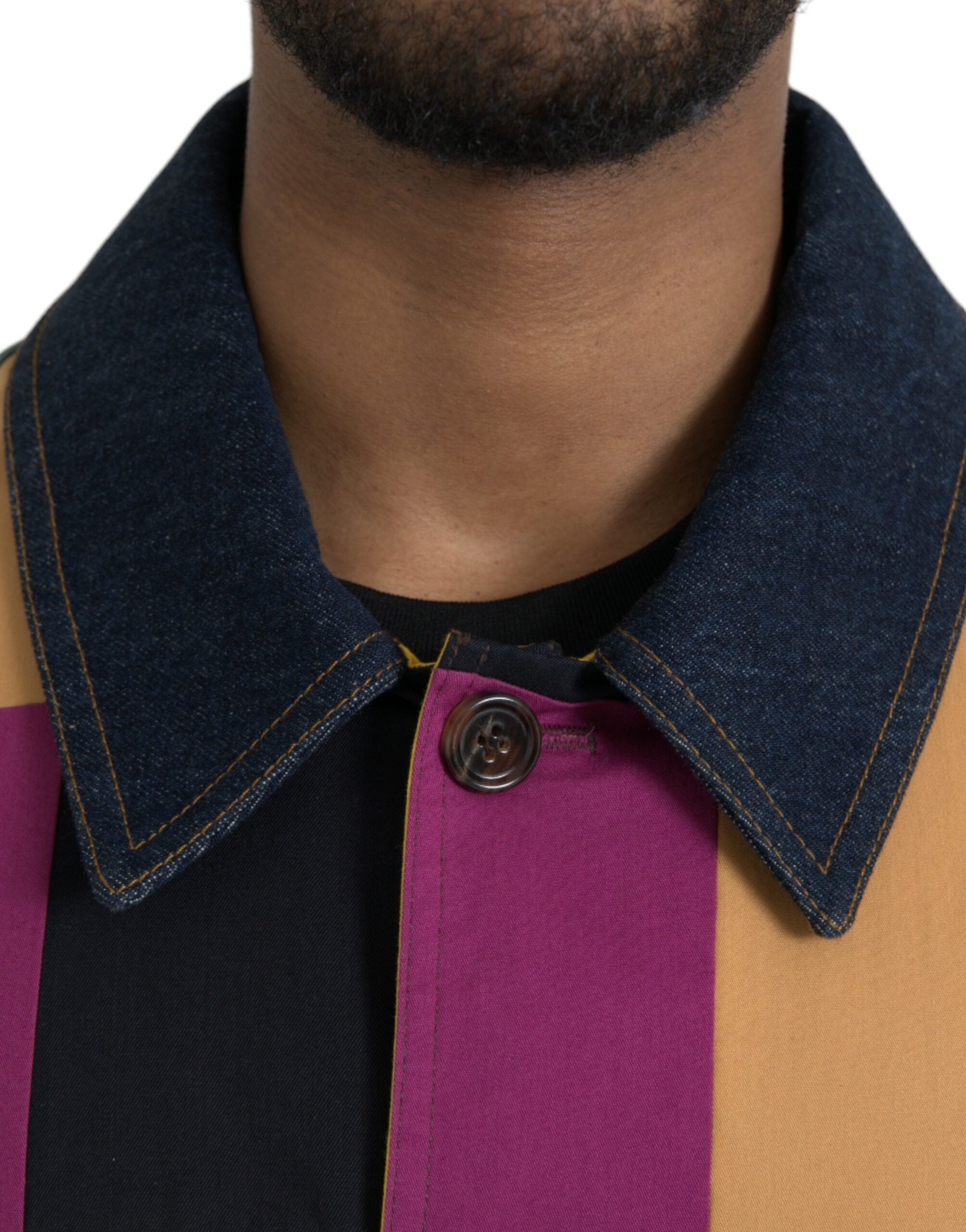 Dolce & Gabbana Flerfärgad Patchwork Bomullsjacka Med Krage