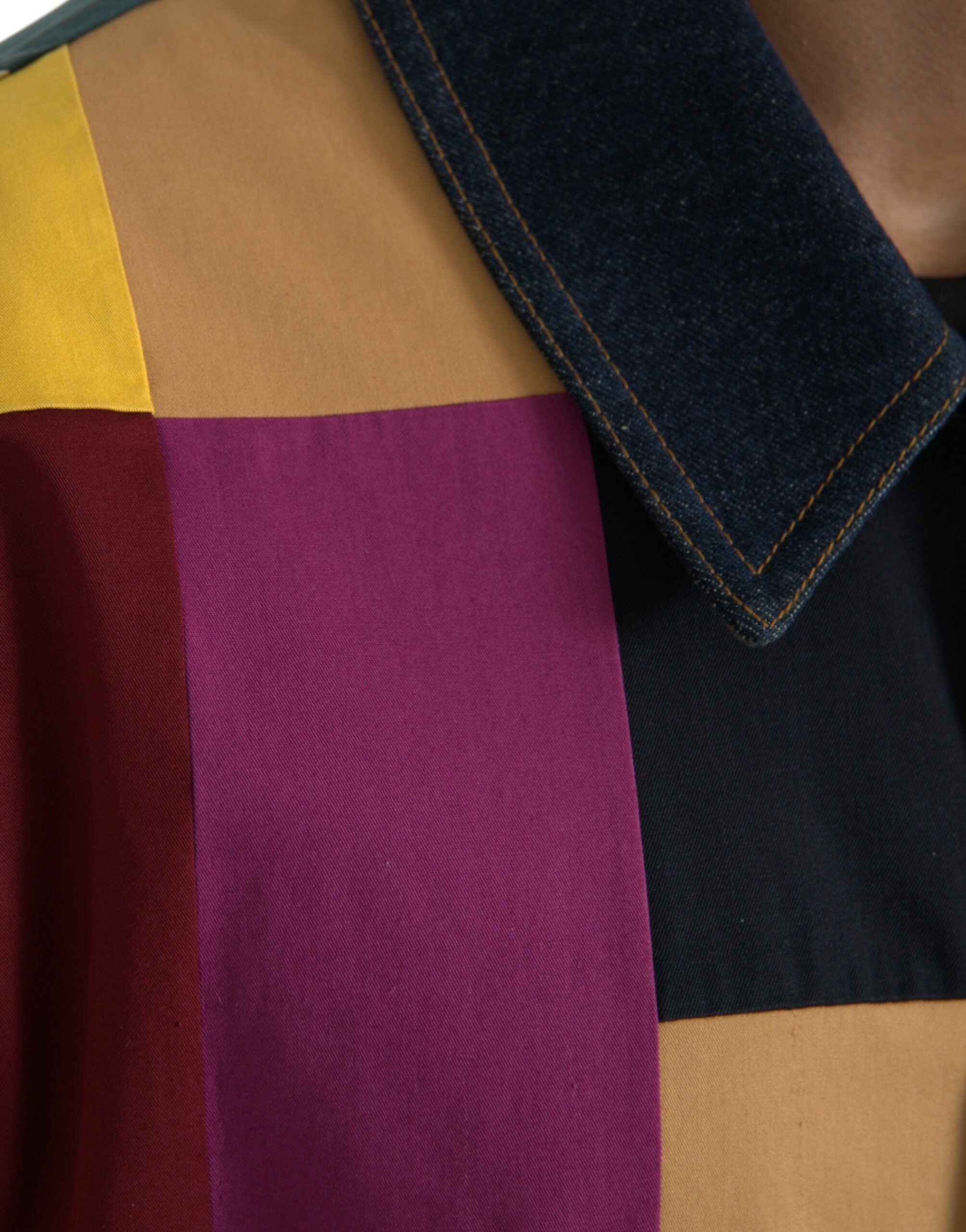 Dolce & Gabbana Flerfärgad Patchwork Bomullsjacka Med Krage