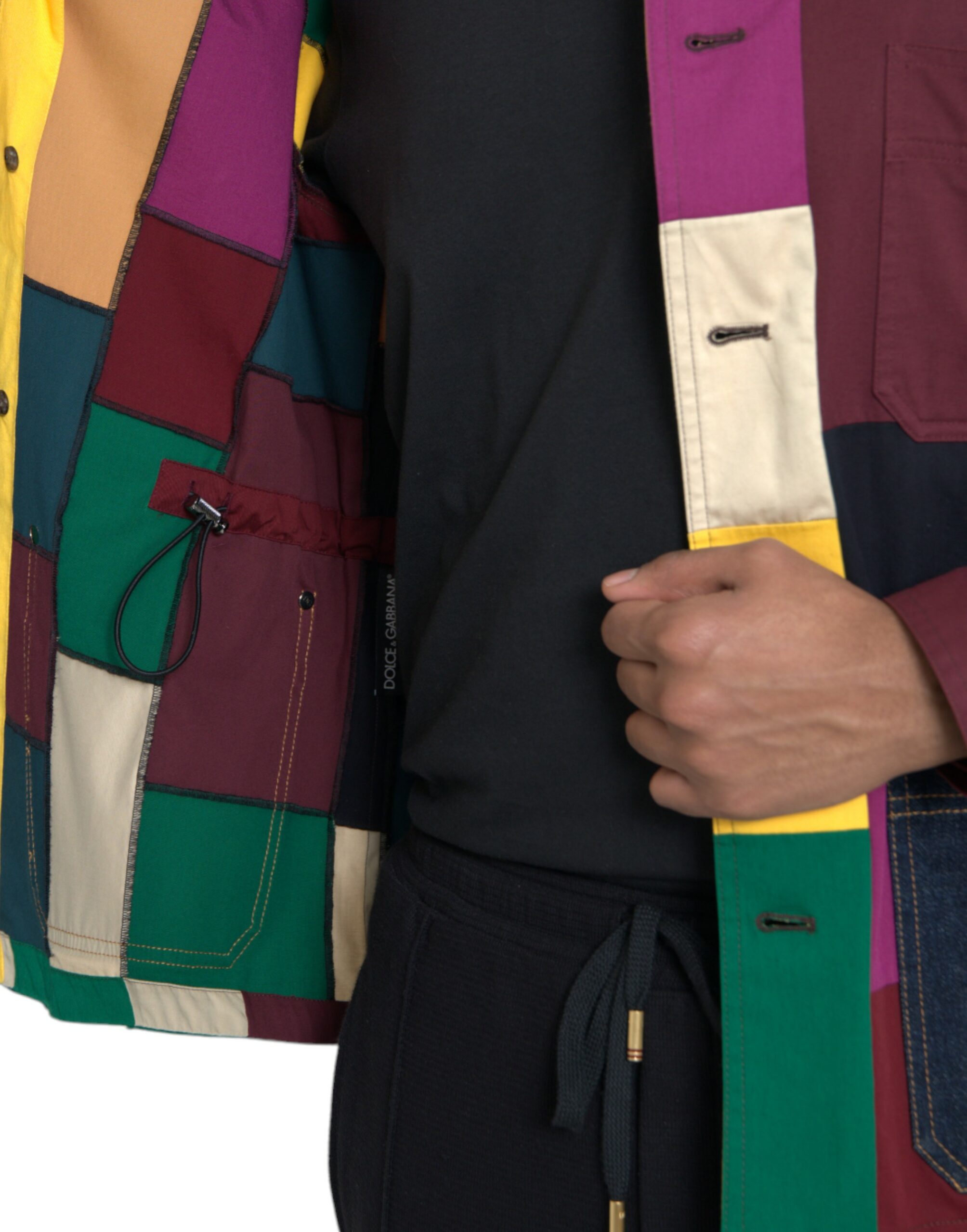 Dolce & Gabbana Flerfärgad Patchwork Bomullsjacka Med Krage