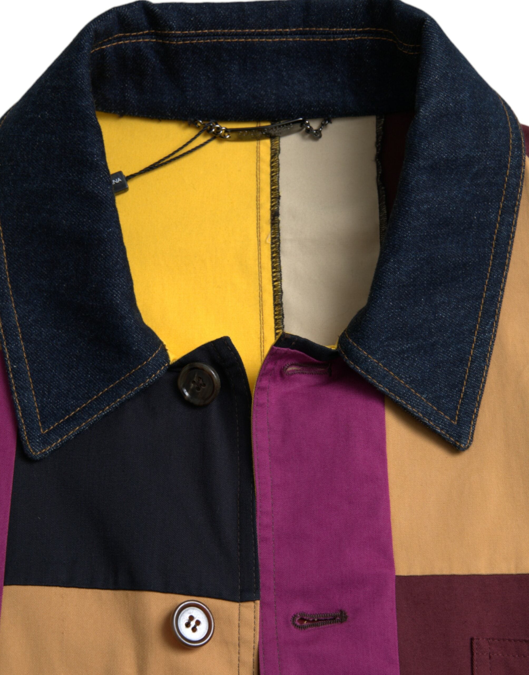 Dolce & Gabbana Flerfärgad Patchwork Bomullsjacka Med Krage