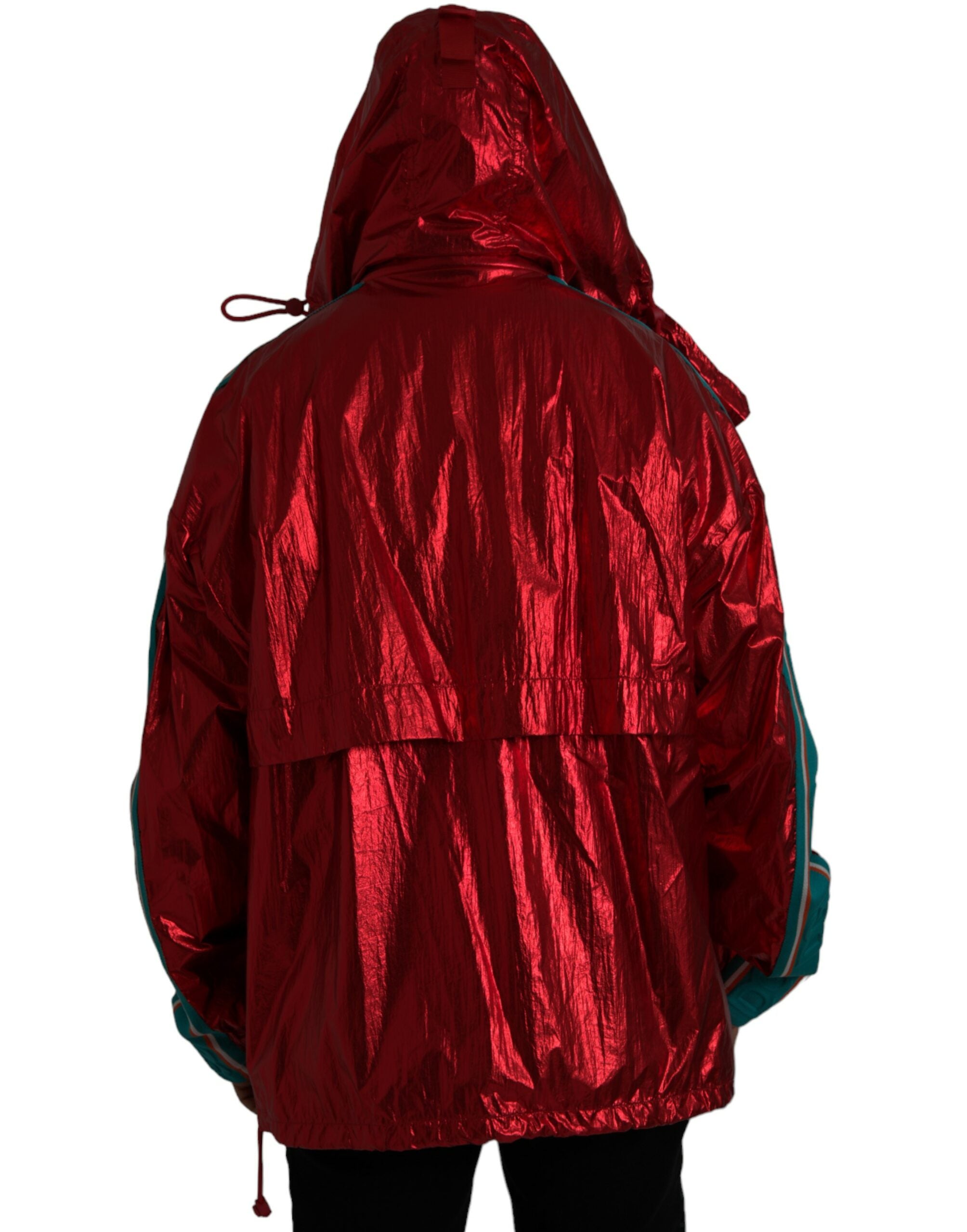 Dolce & Gabbana Röd Nylon Hooded Pullover Sweatshirtjacka
