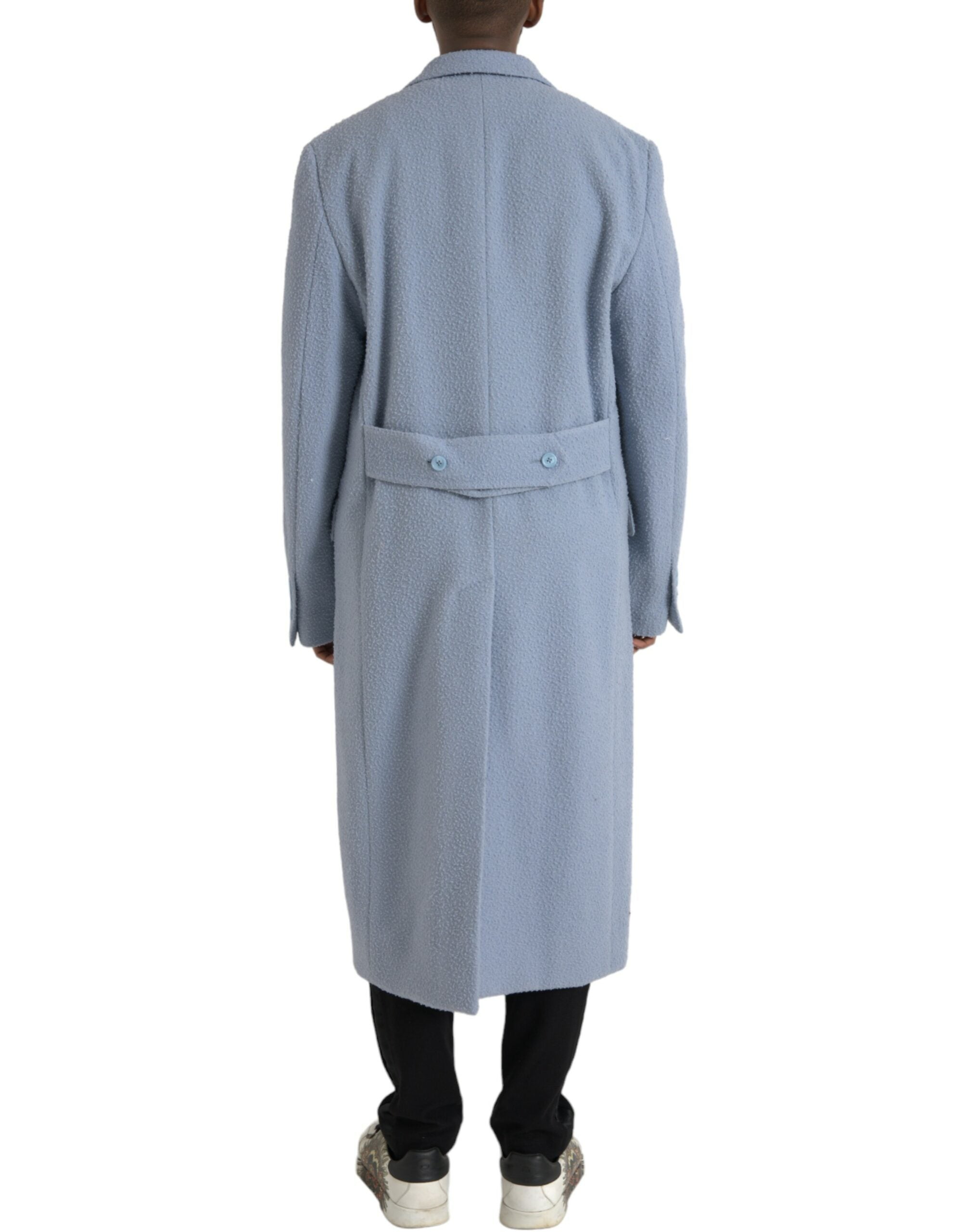 Dolce & Gabbana Blå Dubbelknäppt Lång Trenchcoatjacka