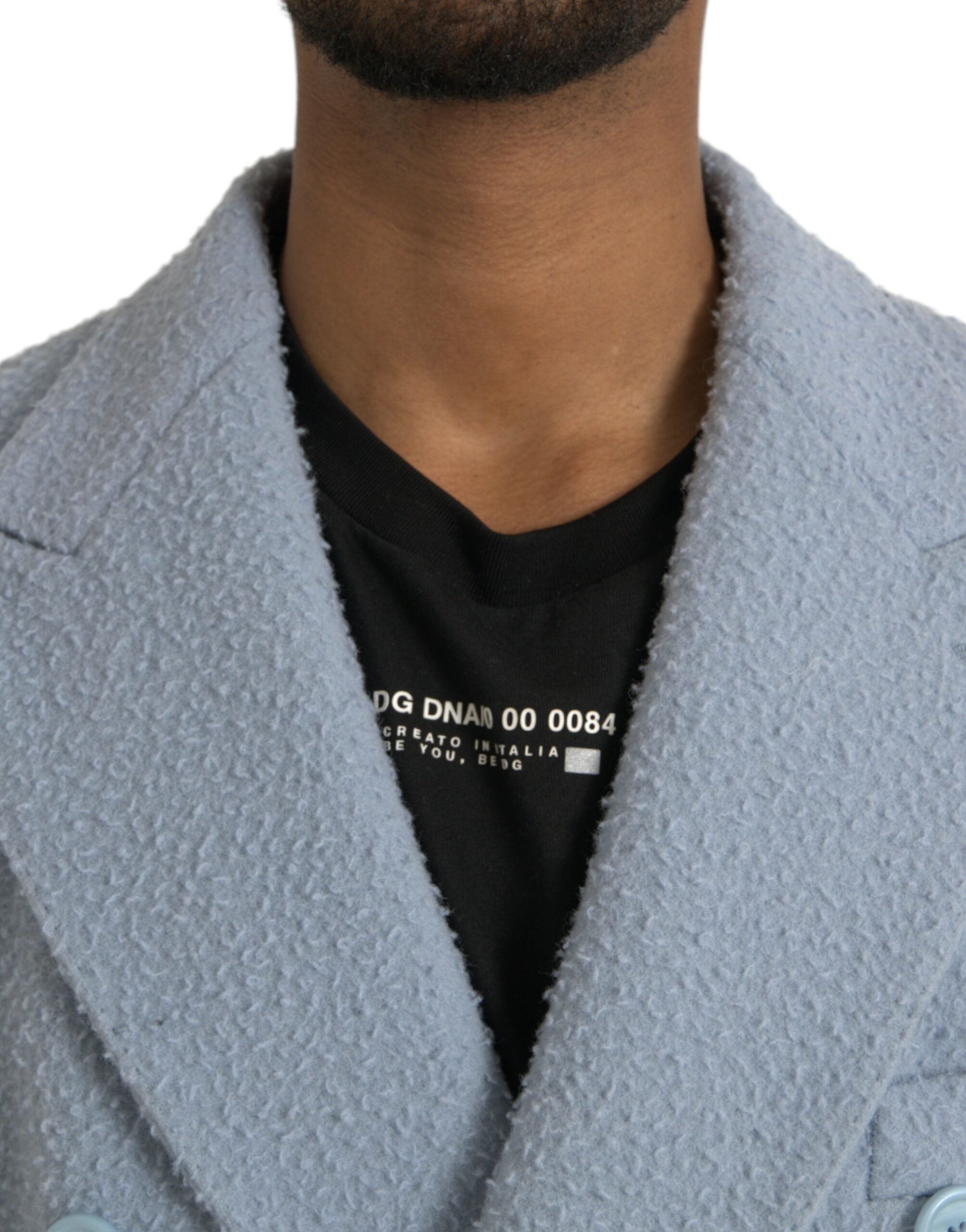 Dolce & Gabbana Blå Dubbelknäppt Lång Trenchcoatjacka