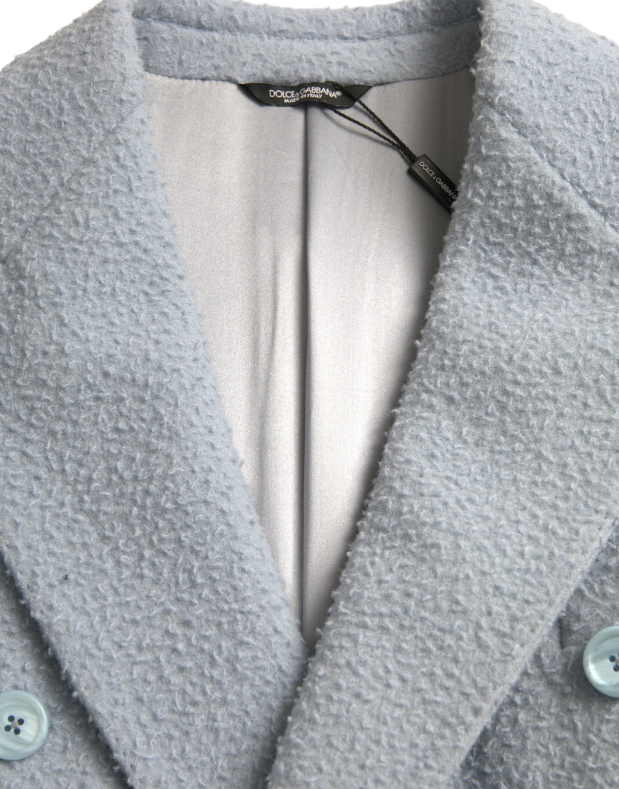 Dolce & Gabbana Blå Dubbelknäppt Lång Trenchcoatjacka