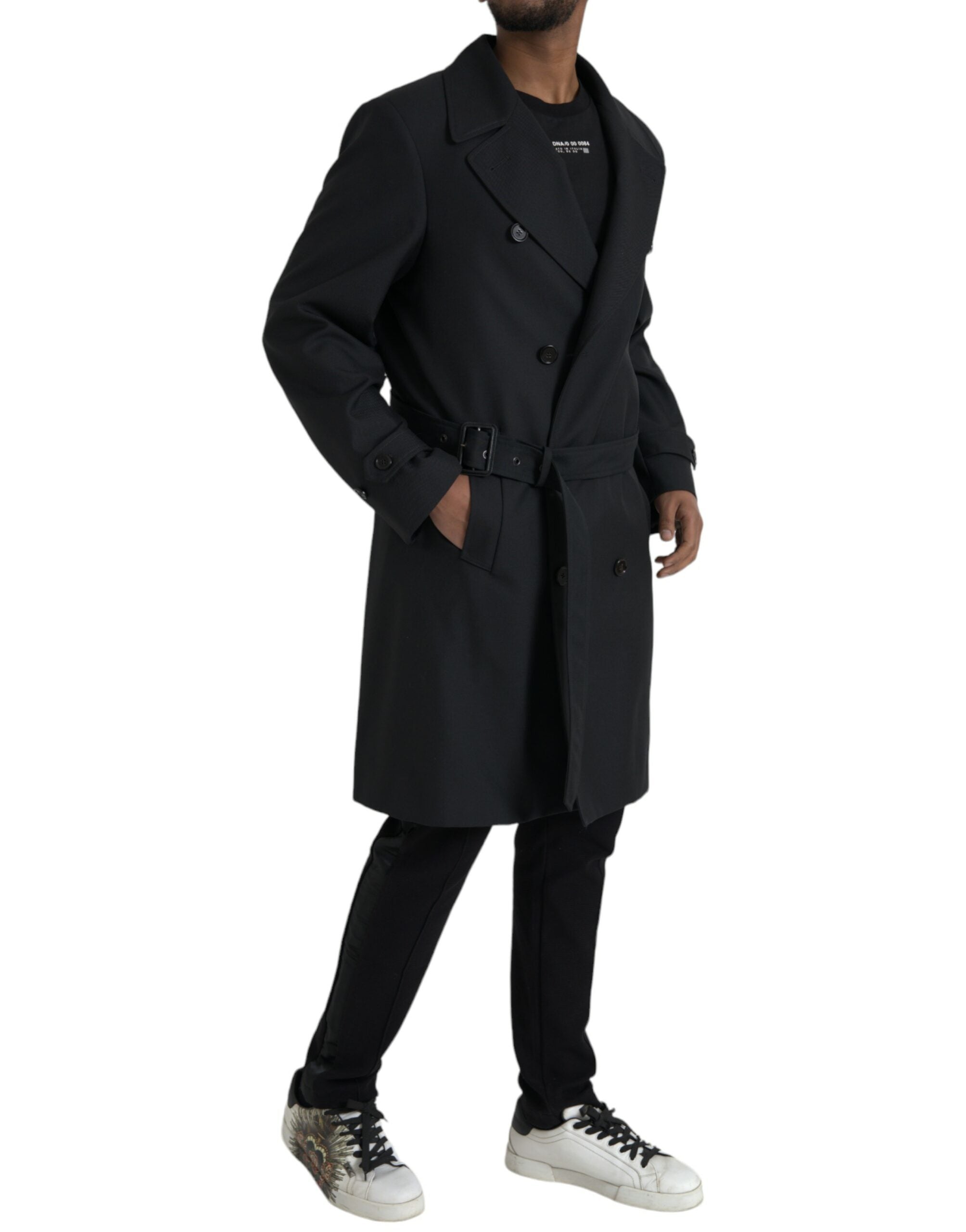 Dolce & Gabbana svart dubbelknäppt trenchcoatjacka