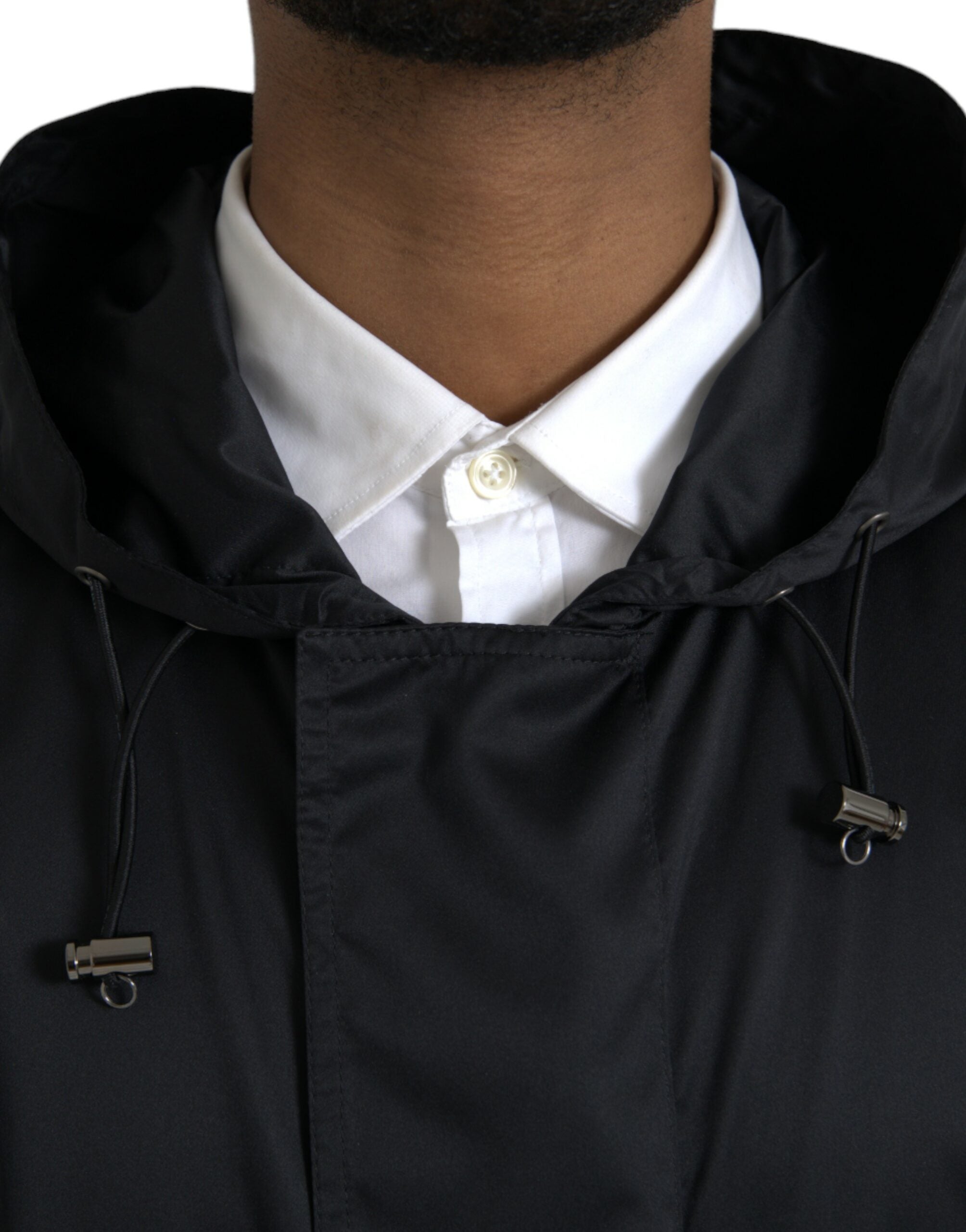 Dolce & Gabbana Svart Polyester Huvad Lång Vindjacka