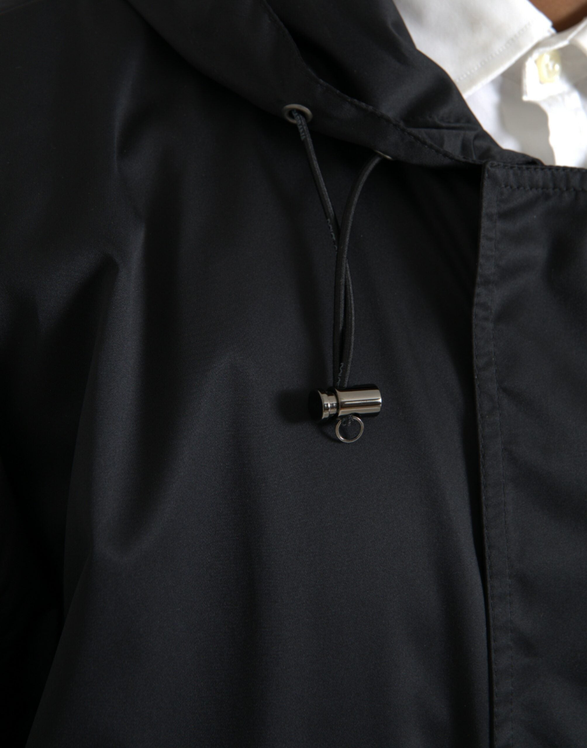Dolce & Gabbana Svart Polyester Huvad Lång Vindjacka