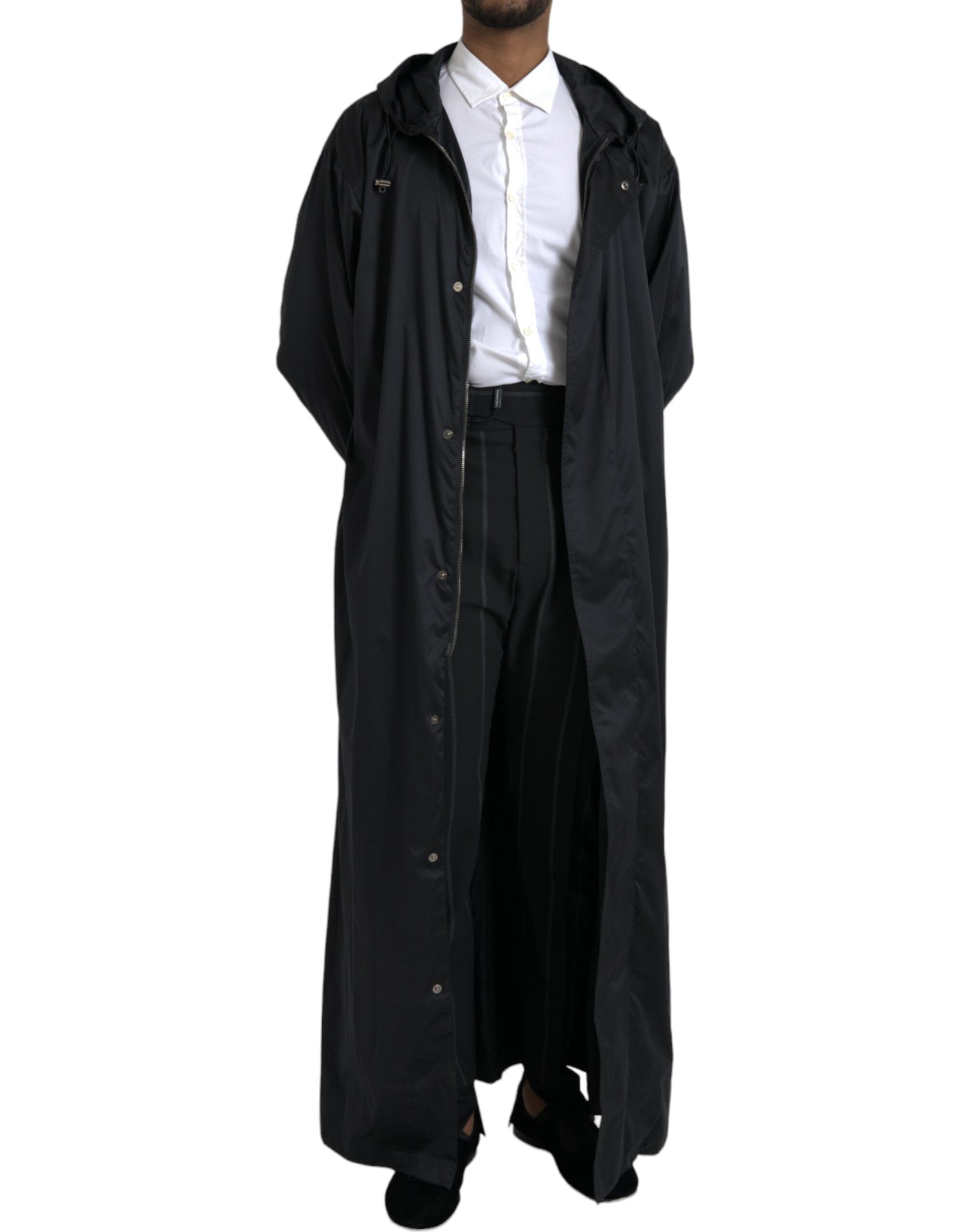Dolce & Gabbana Svart Polyester Huvad Lång Vindjacka