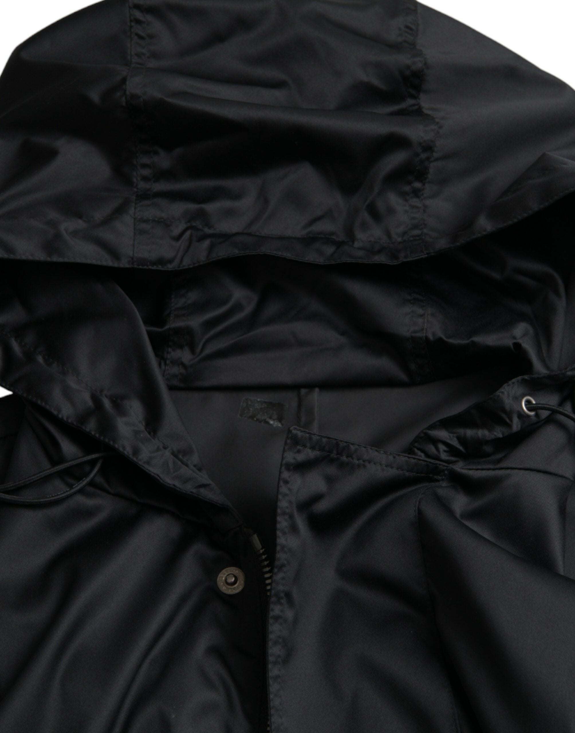 Dolce & Gabbana Svart Polyester Huvad Lång Vindjacka