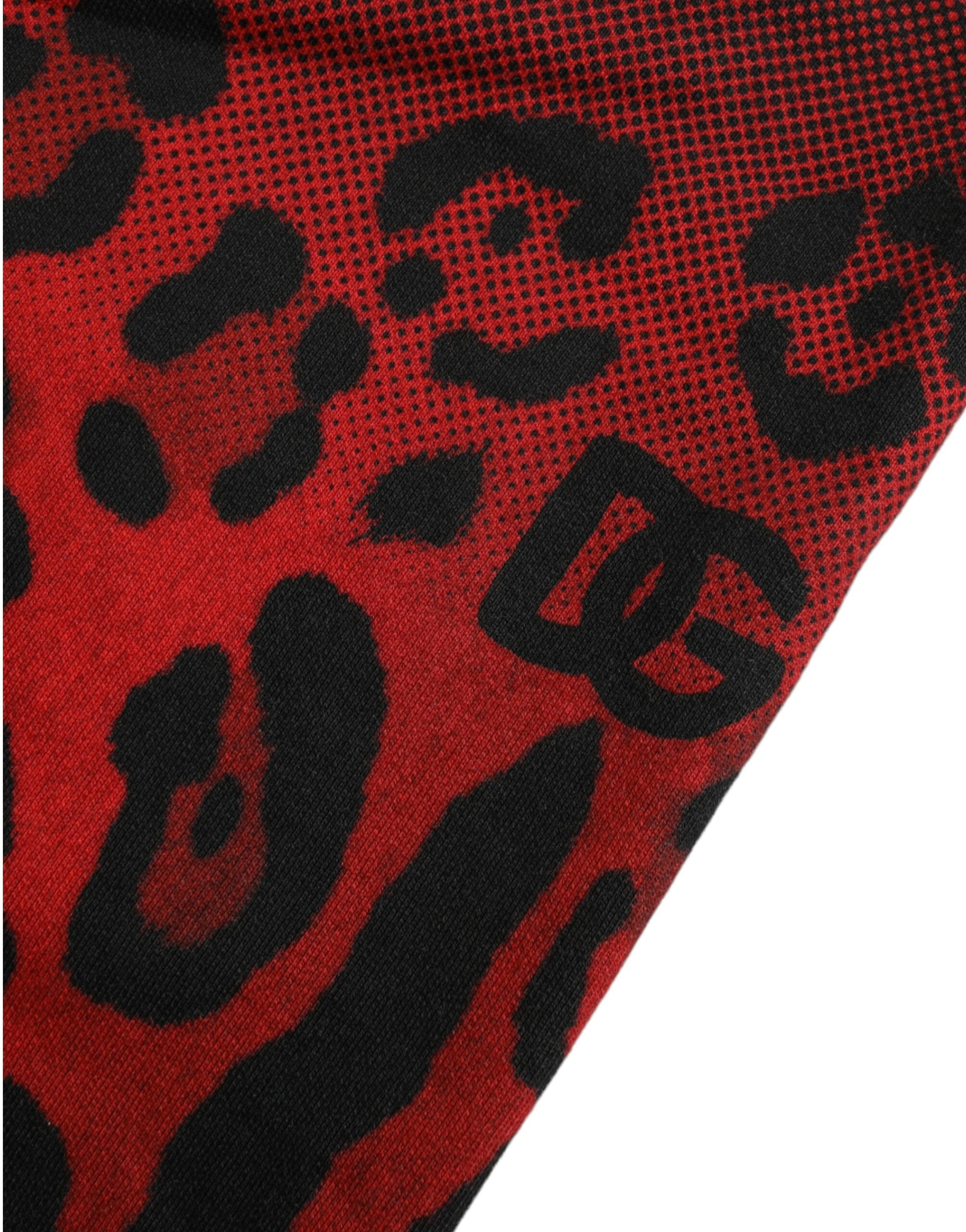Dolce & Gabbana Röda Leopardmönstrade Bomullsbermudashorts