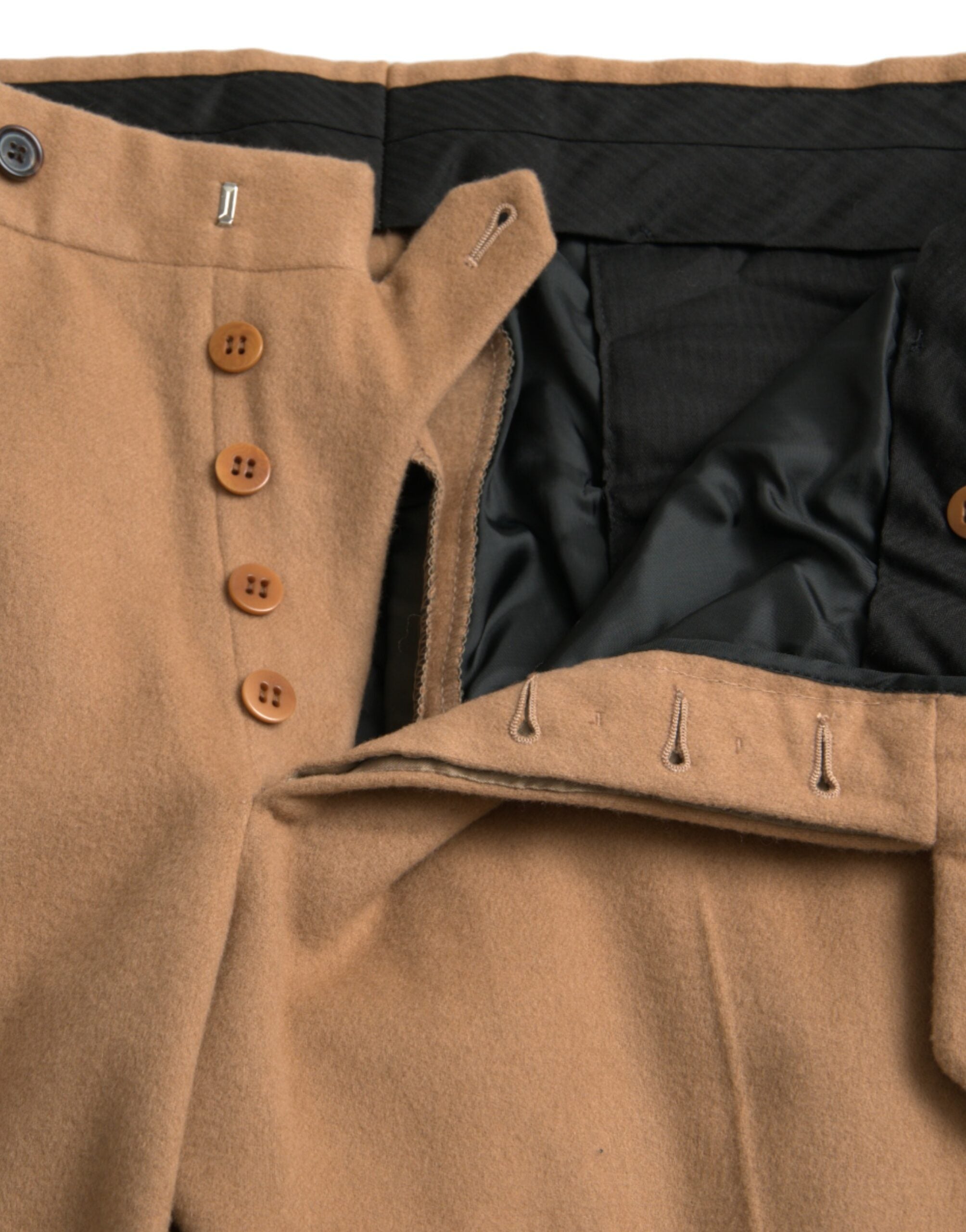 Prada Beige Kashmir Herr Rak Passform Dressbyxor