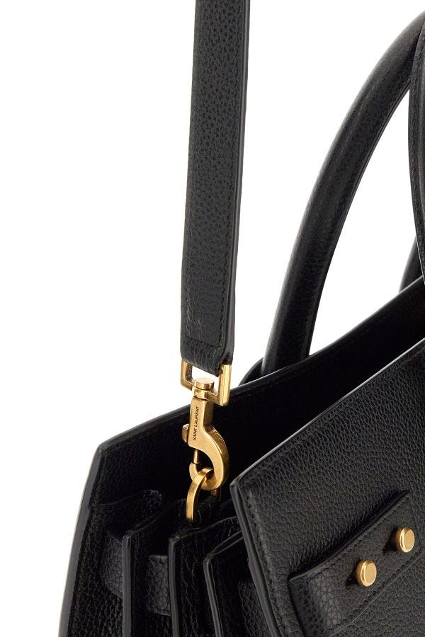 Saint Laurent Black Calf Leather Sac De Jour Handväska