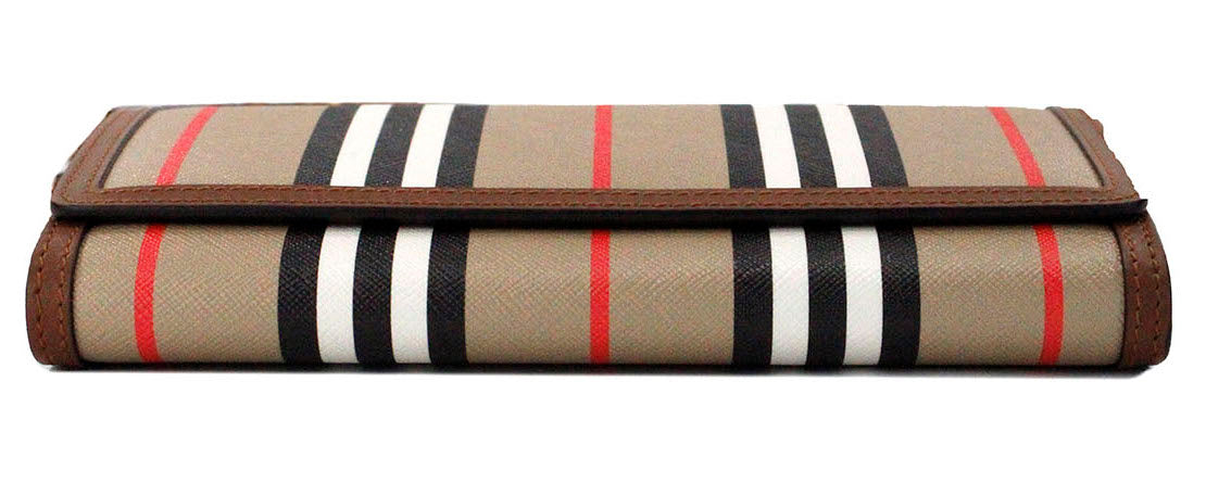 Burberry Hannah Icon Stripe Archive Brun E-Canvas Läderplånbok Axelväska