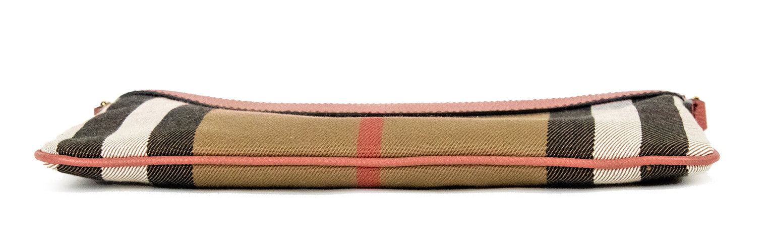 Burberry Peyton House Check Derby kanelröd axelväska i läder