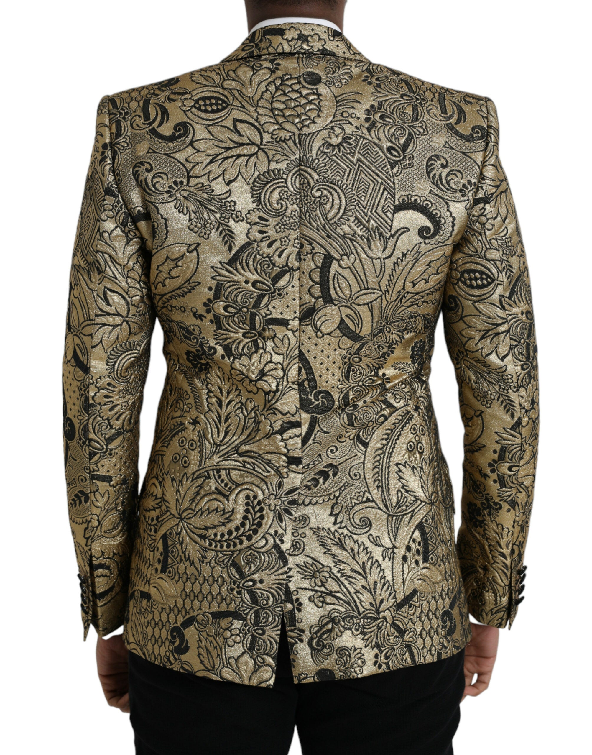 Dolce & Gabbana Guldfärgad SICILIA Jacquard Enkelknäppt Kavaj