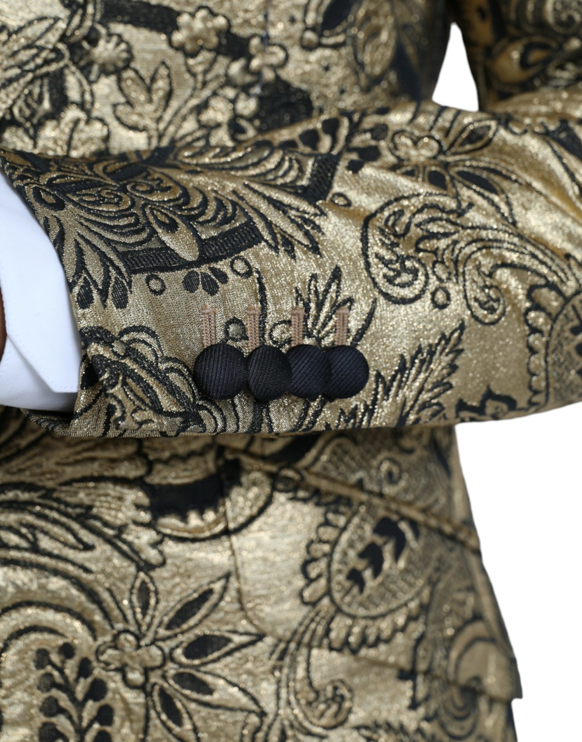 Dolce & Gabbana Guldfärgad SICILIA Jacquard Enkelknäppt Kavaj