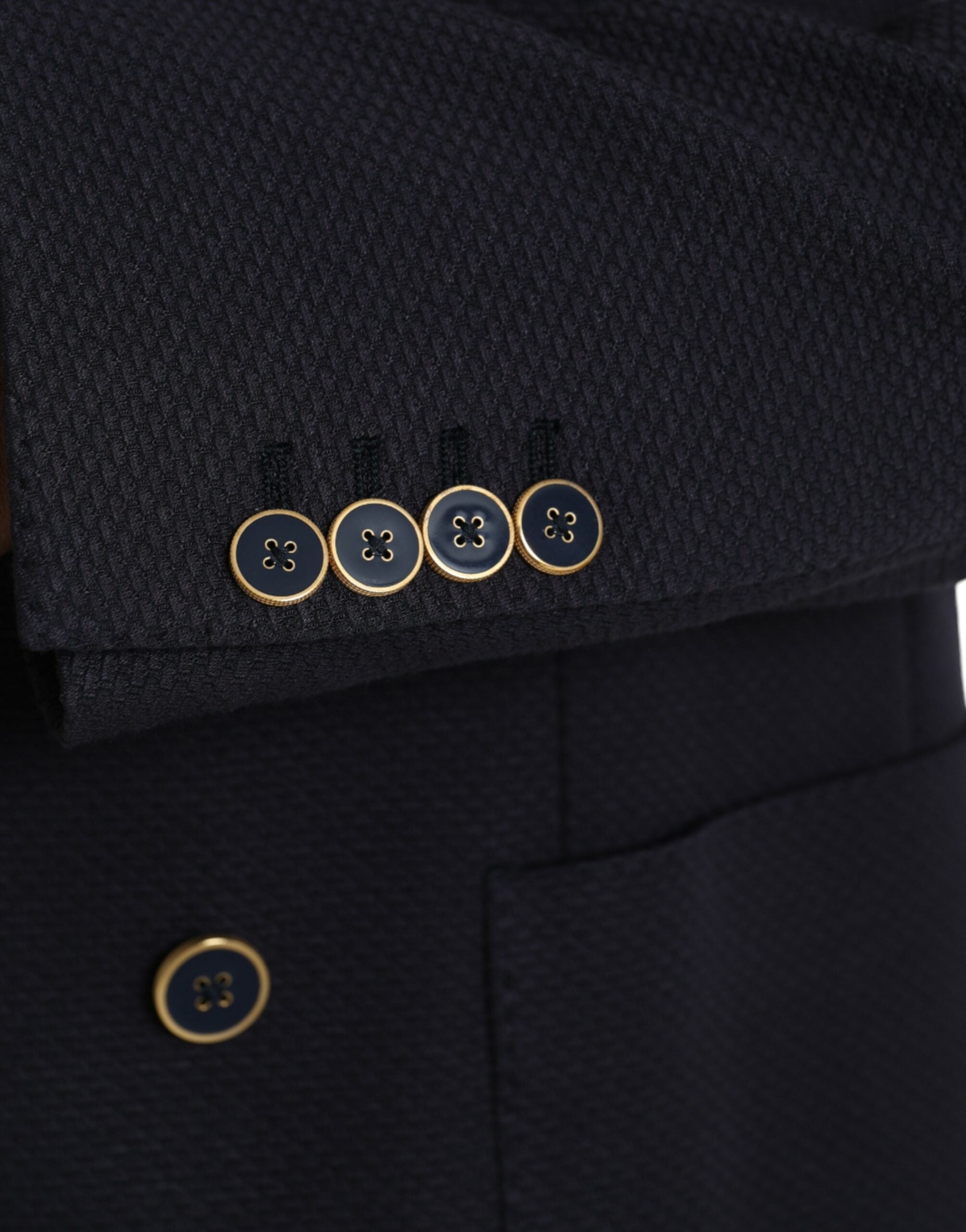 Dolce & Gabbana Mörkblå Crown Bee Dubbelknäppt Kavaj