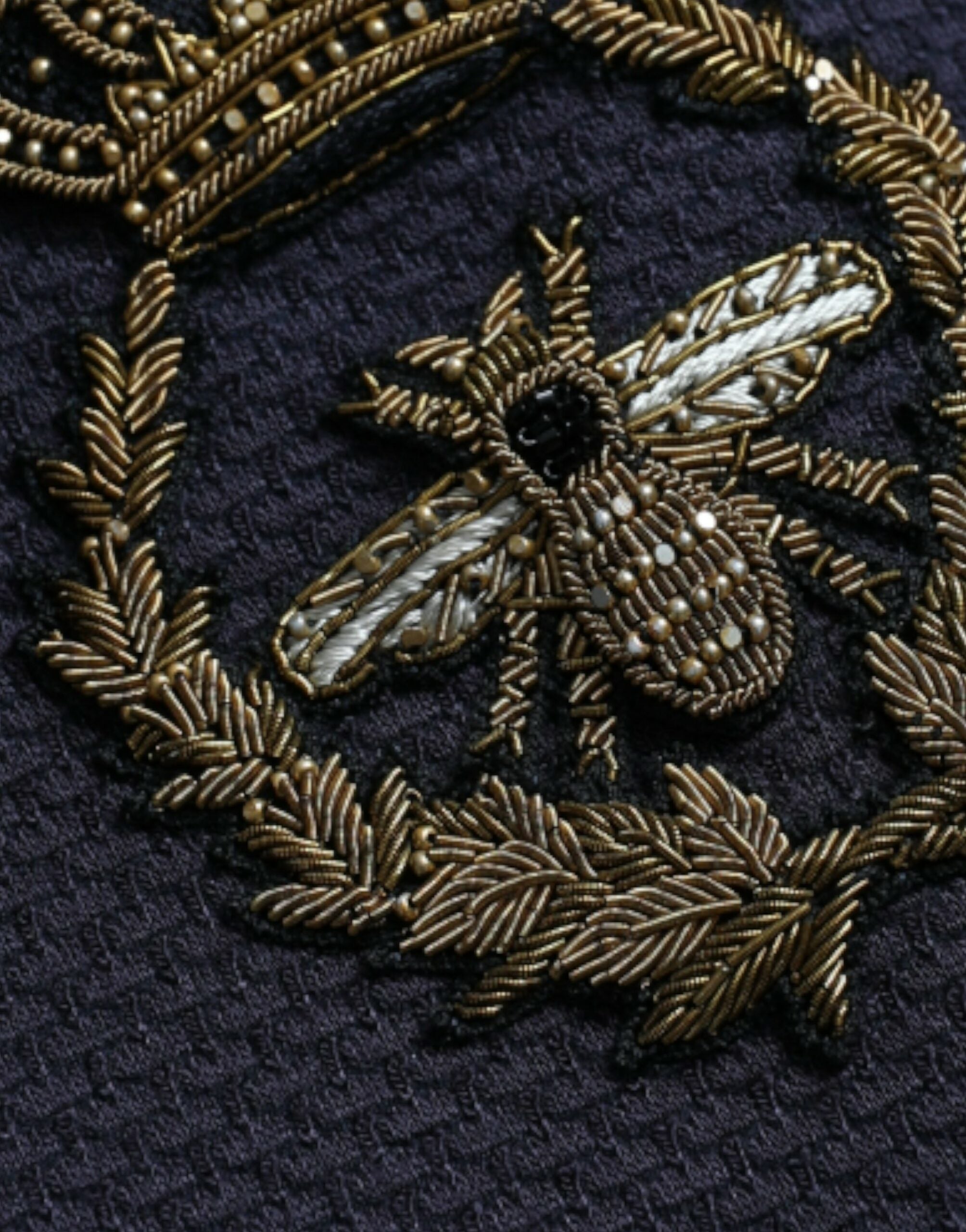 Dolce & Gabbana Mörkblå Crown Bee Dubbelknäppt Kavaj
