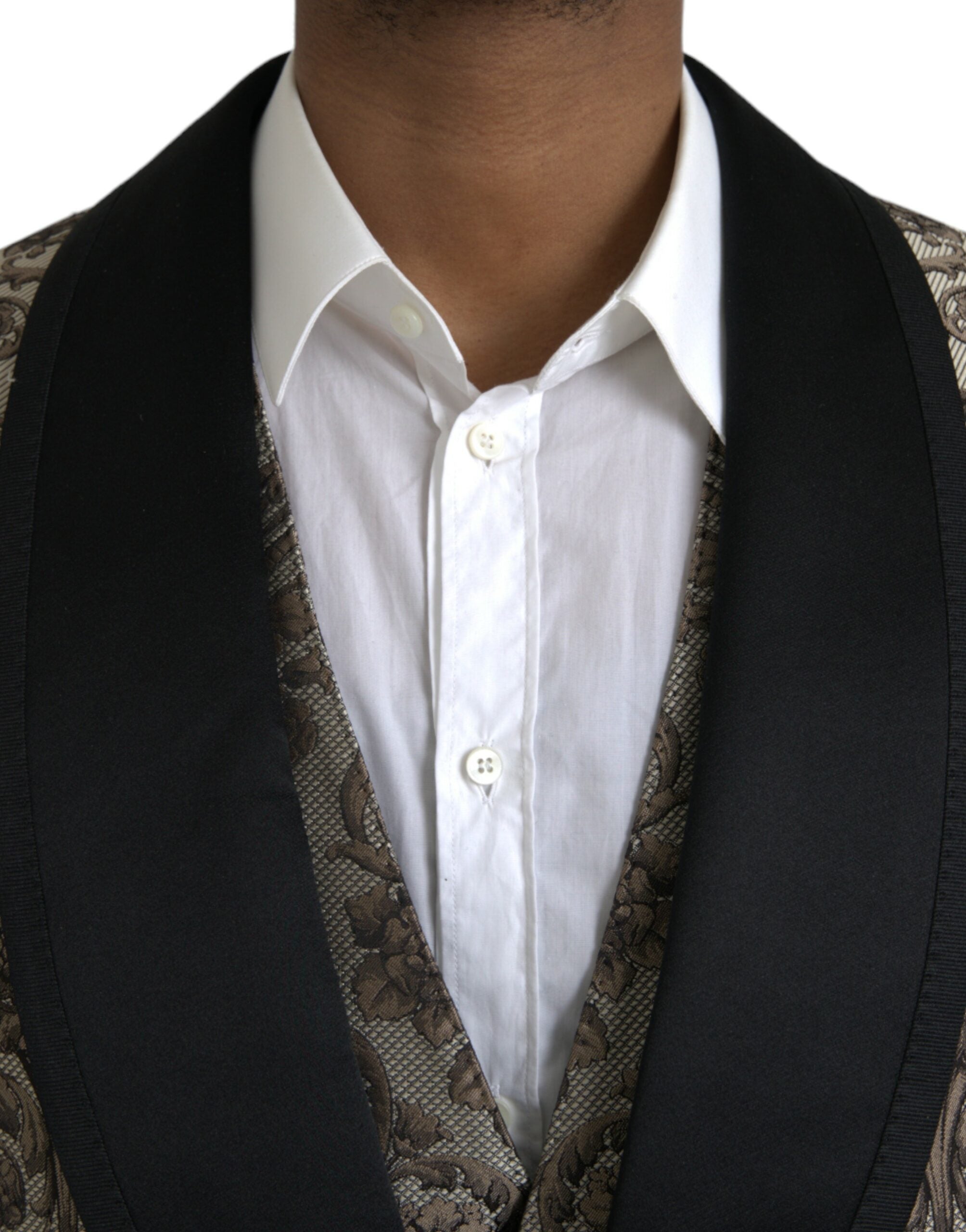 Dolce & Gabbana Brun Blommig Jacquard Kostym i 3 Delad Formell Kostym