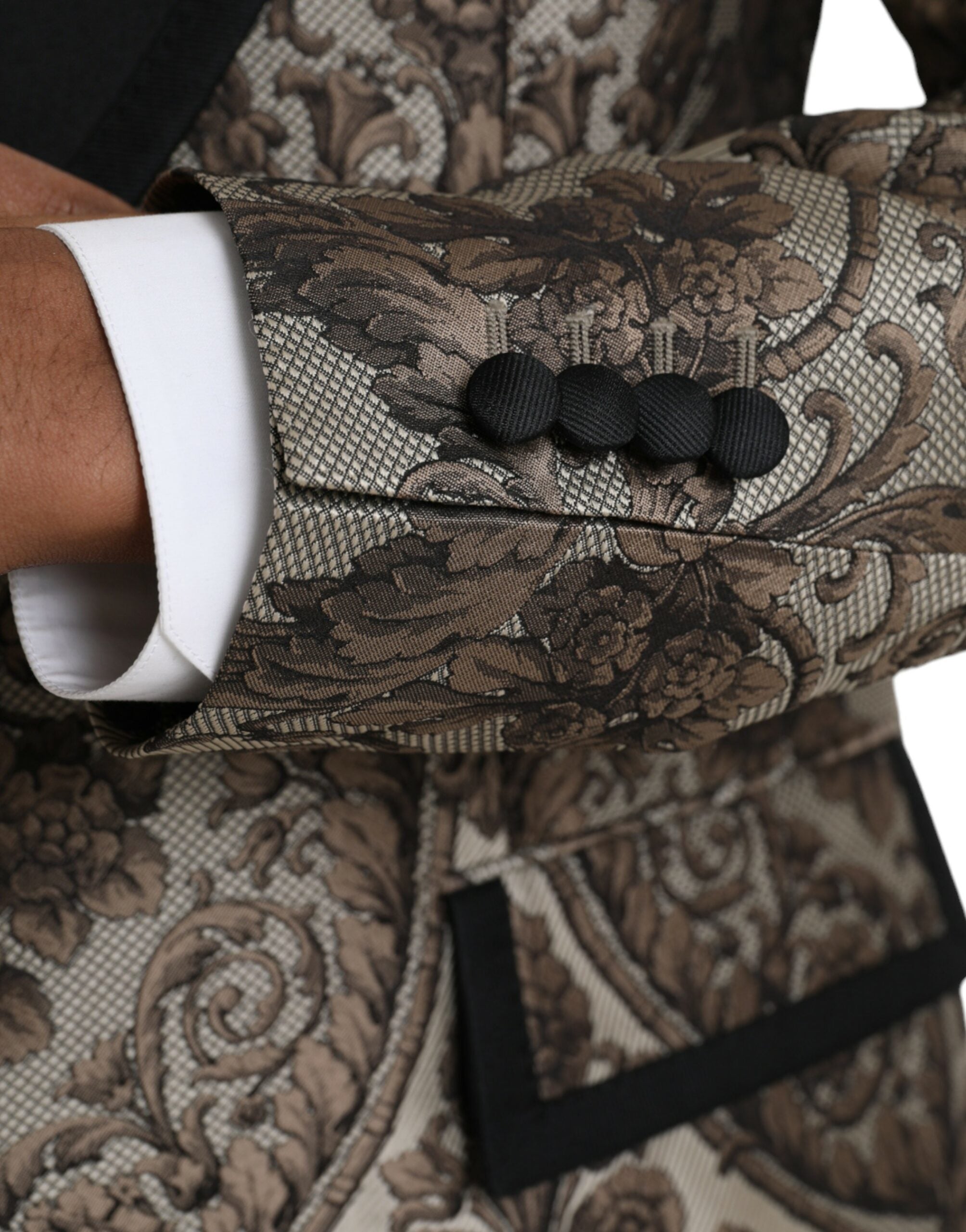 Dolce & Gabbana Brun Blommig Jacquard Kostym i 3 Delad Formell Kostym