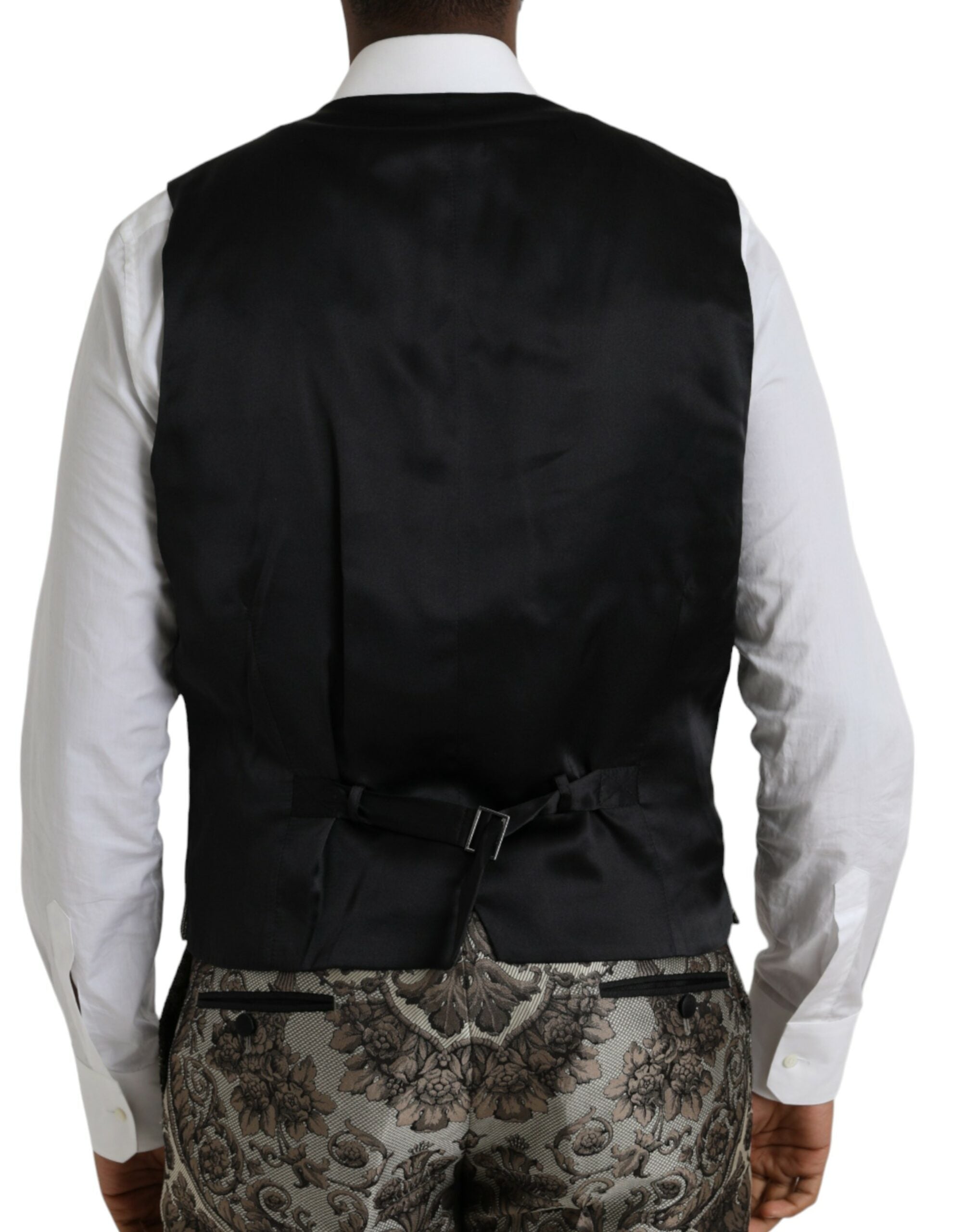 Dolce & Gabbana Brun Blommig Jacquard Kostym i 3 Delad Formell Kostym