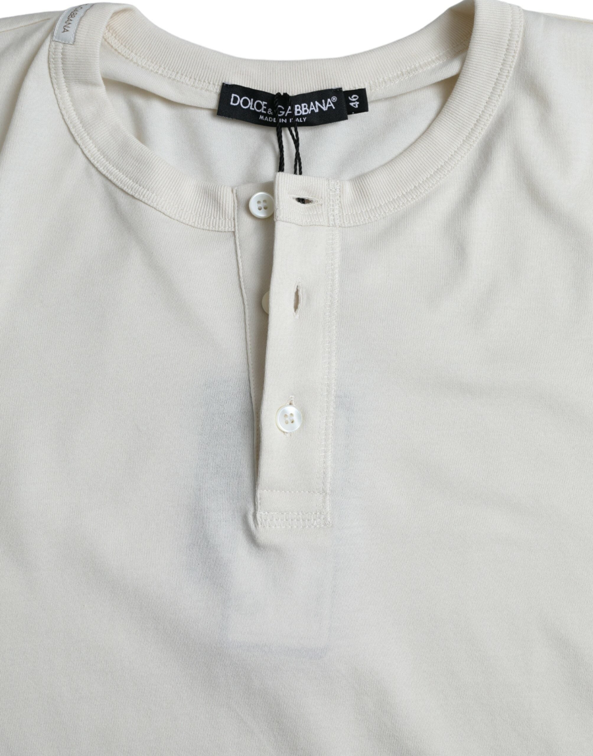 Dolce & Gabbana Off White bomullströja med rund halsringning