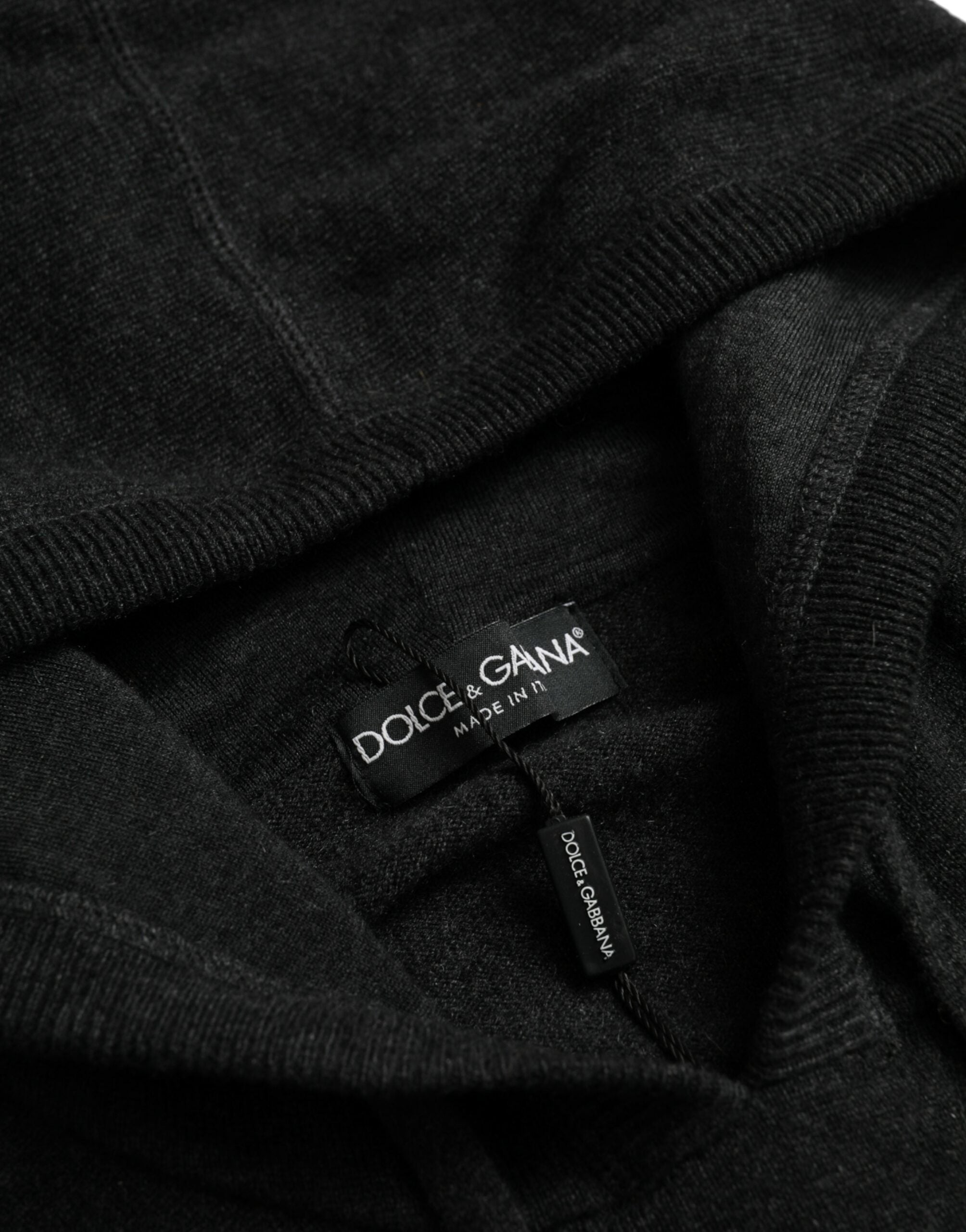 Dolce & Gabbana Mörkgrå Kashmirtröja med Huva