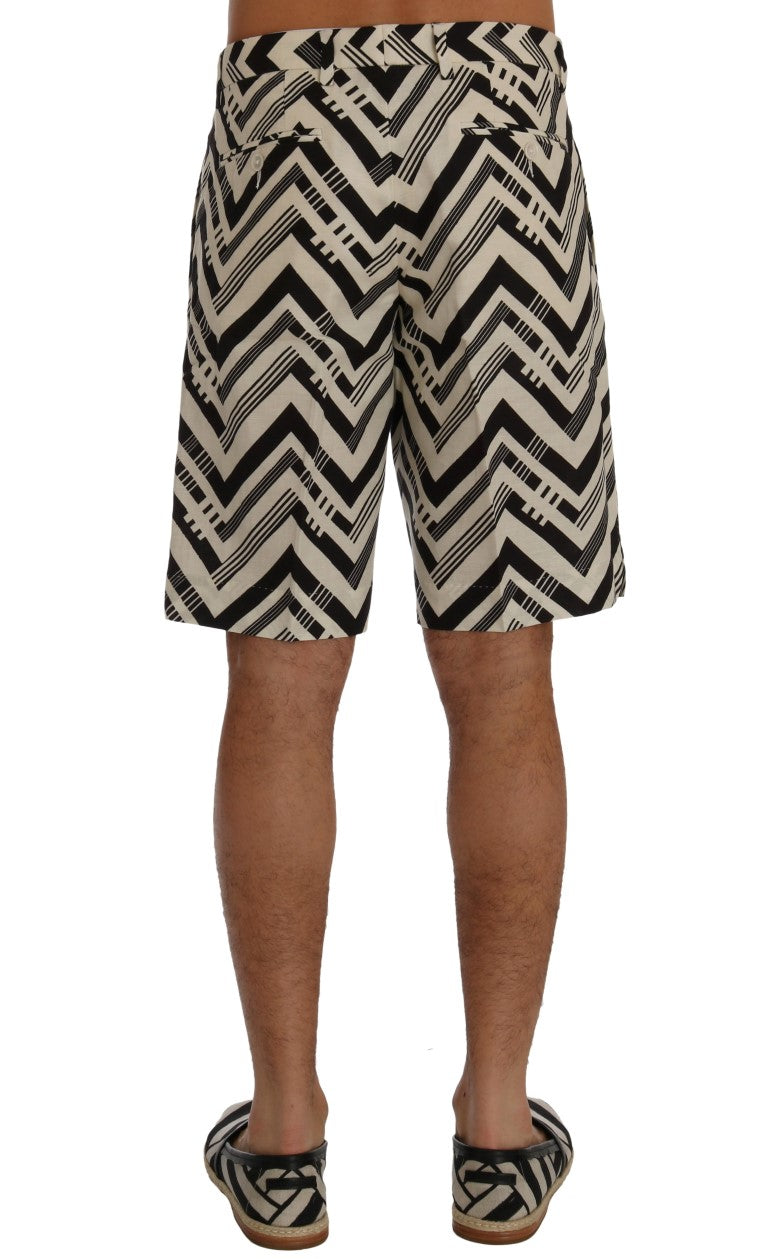 Dolce & Gabbana Vita Svarta Randiga Bomullslinne Shorts