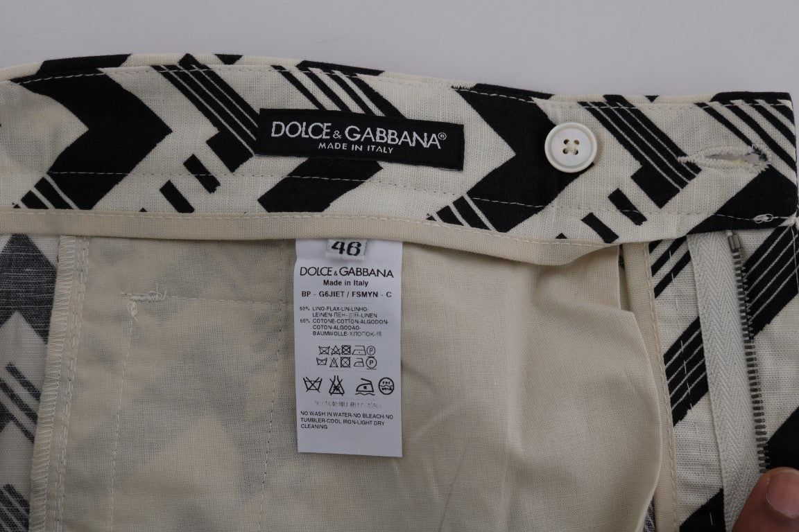Dolce & Gabbana Vita Svarta Randiga Bomullslinne Shorts