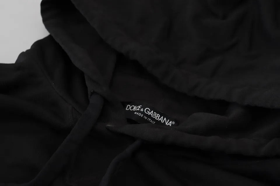 Dolce & Gabbana svart bomullslogotyptröja med huva