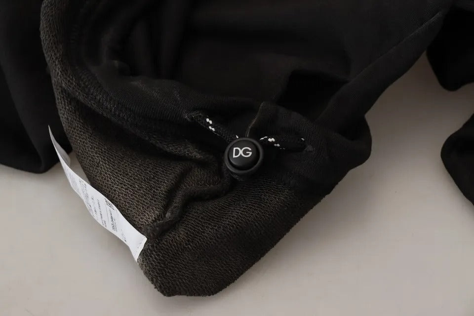 Dolce & Gabbana svart bomullslogotyptröja med huva