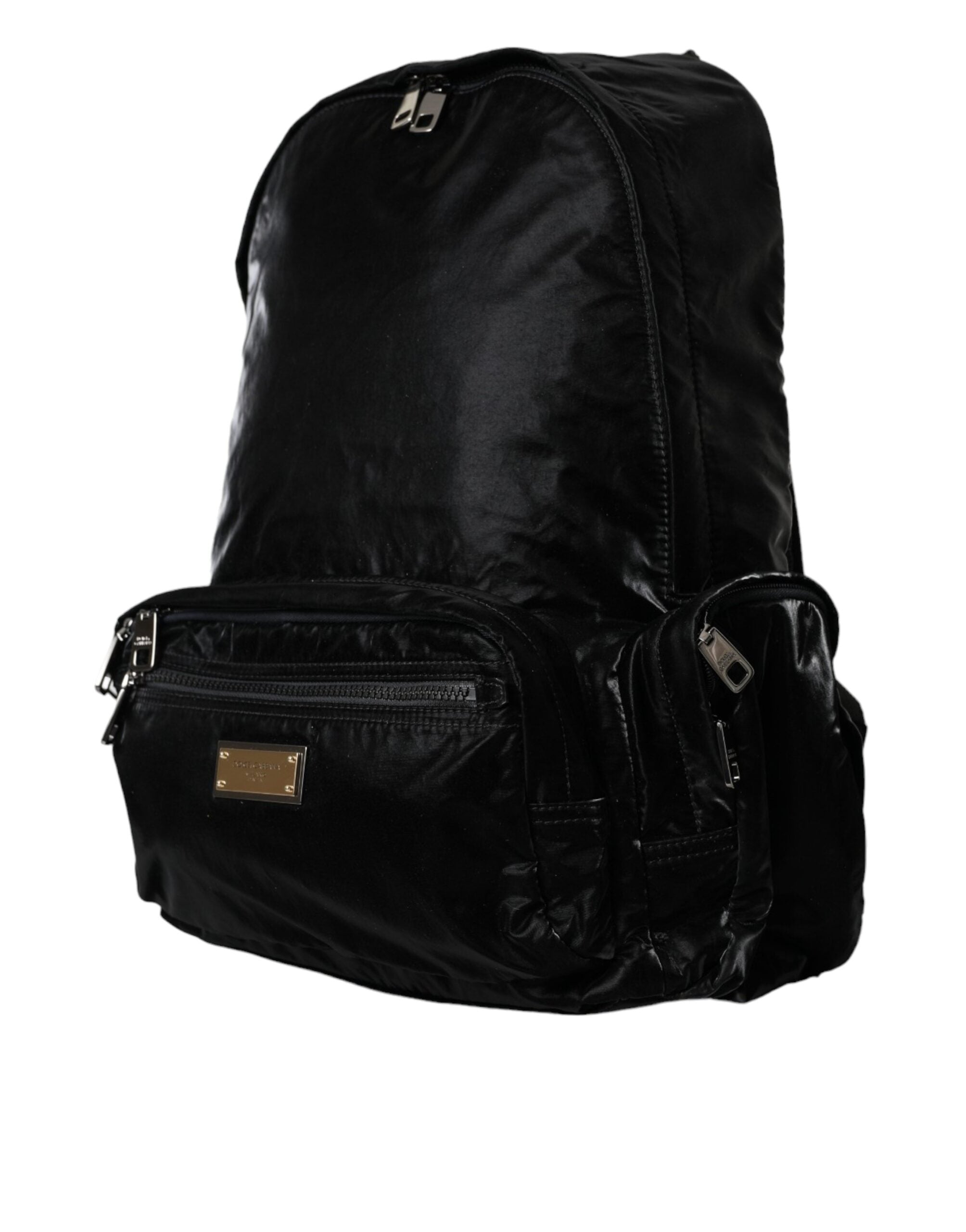 Dolce & Gabbana Svart Ryggsäck i Lackskinn med Logotypplakett