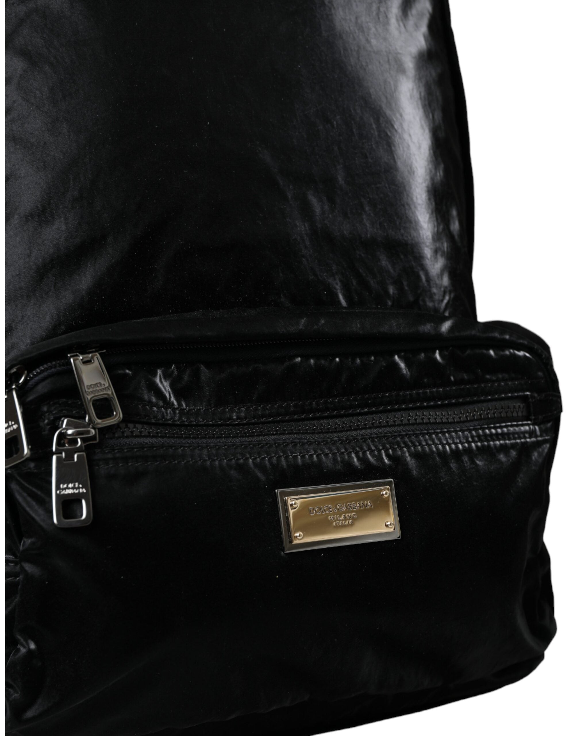 Dolce & Gabbana Svart Ryggsäck i Lackskinn med Logotypplakett