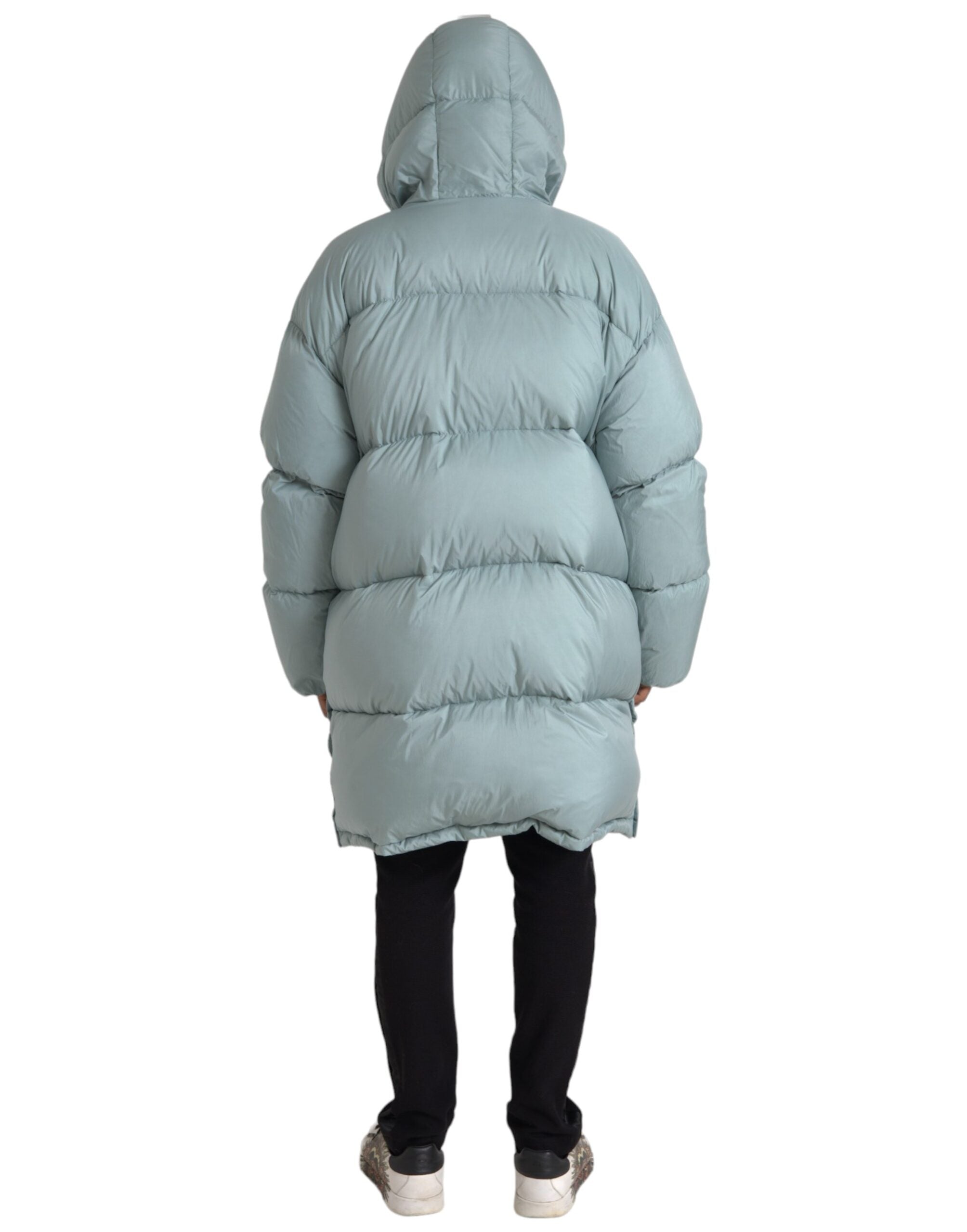 Dolce & Gabbana Ljusblå Quilted Hooded Puffer Jacket Herr