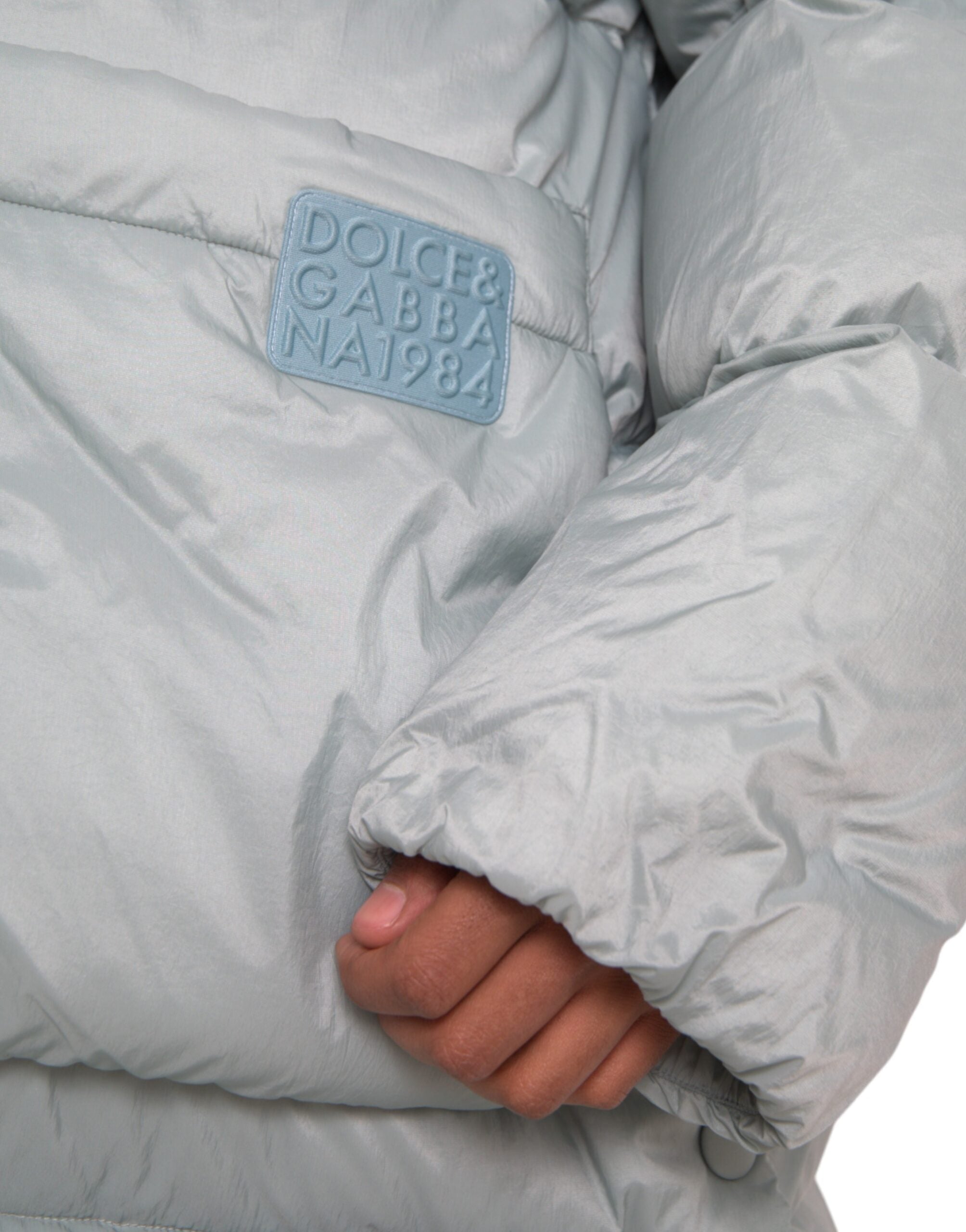 Dolce & Gabbana Ljusblå Quilted Hooded Puffer Jacket Herr