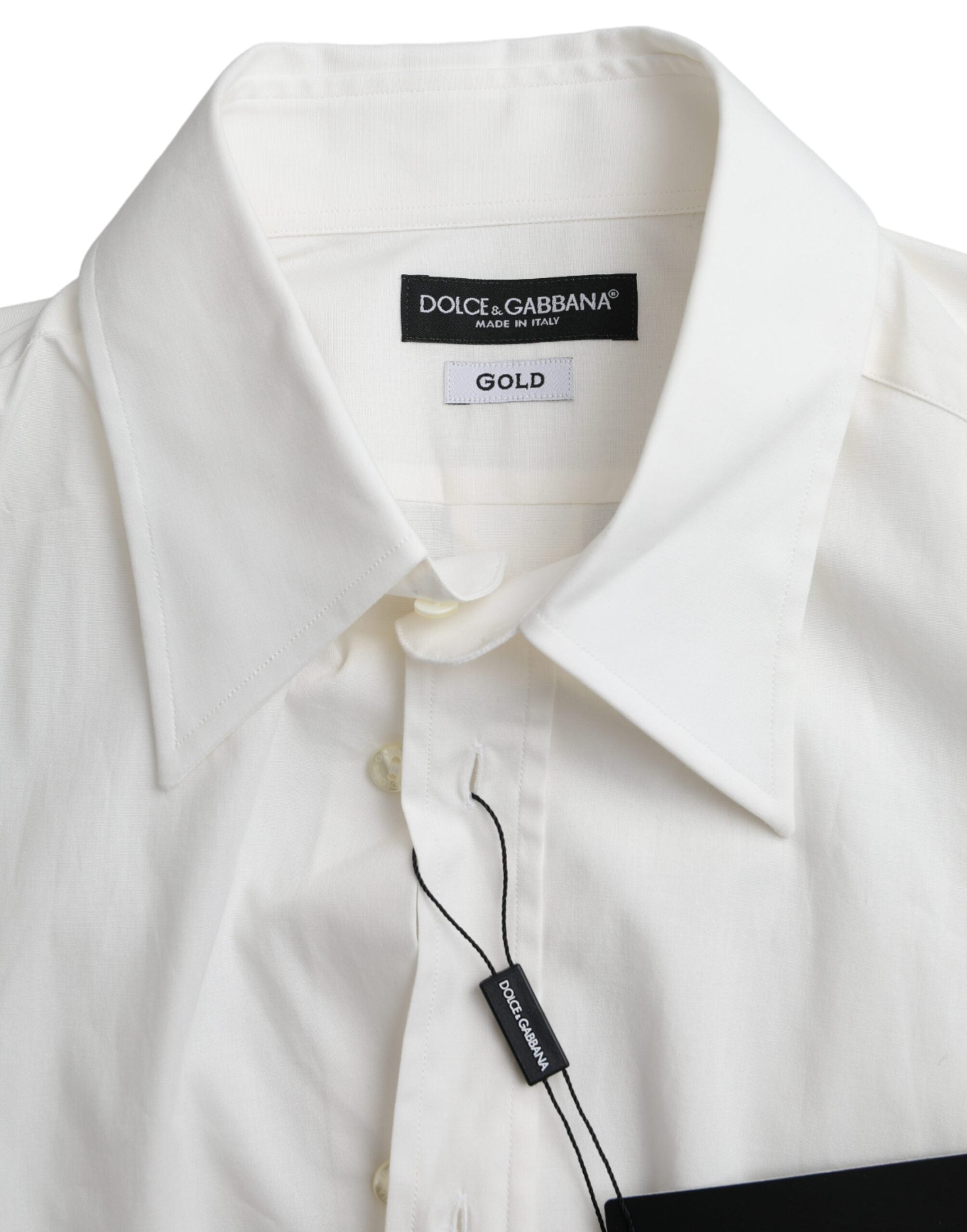 Dolce & Gabbana Vit Bomullsklänning Slim Fit GULDSKJORTA