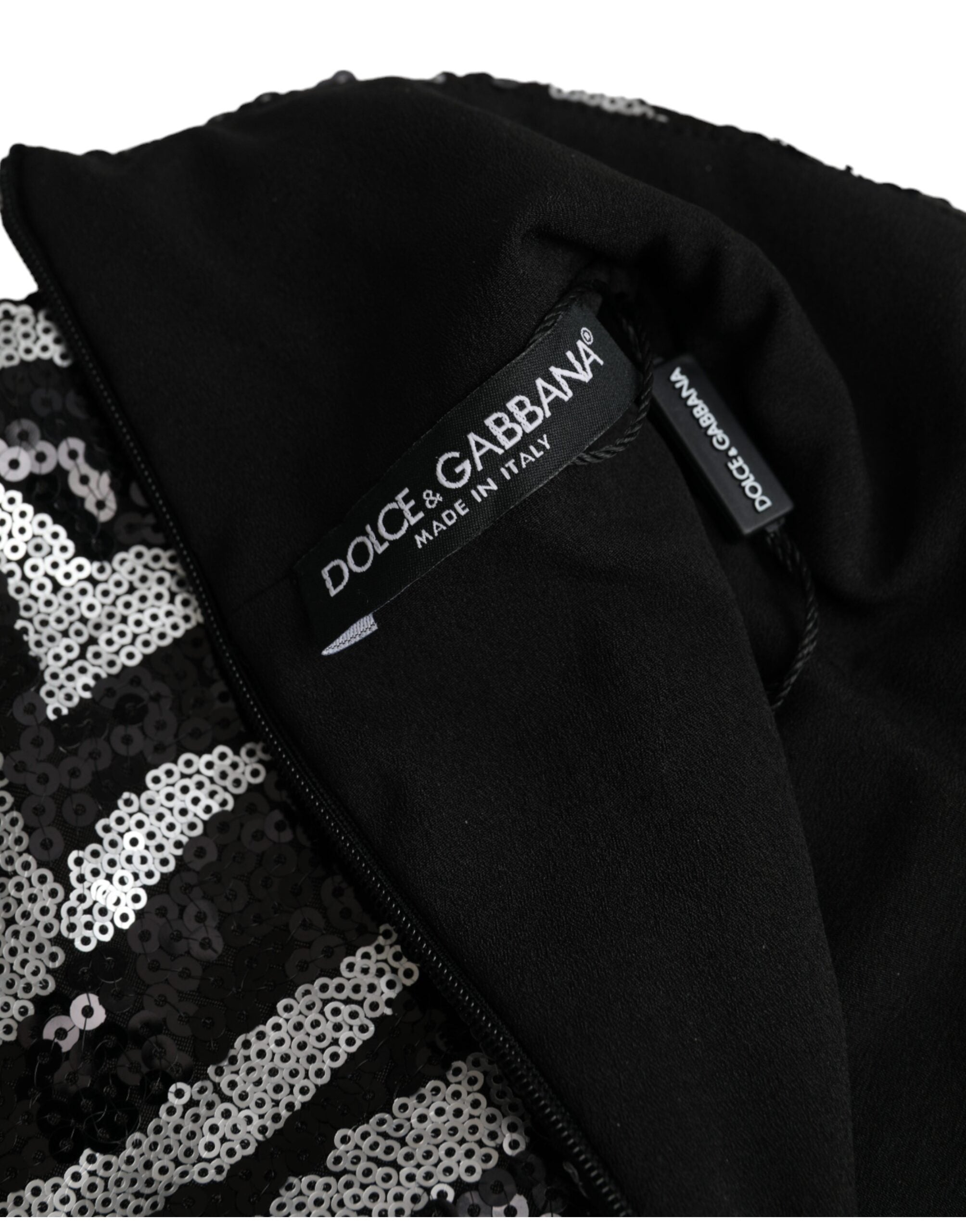 Dolce & Gabbana Svart Silver Paljettprydd Polyestertröja