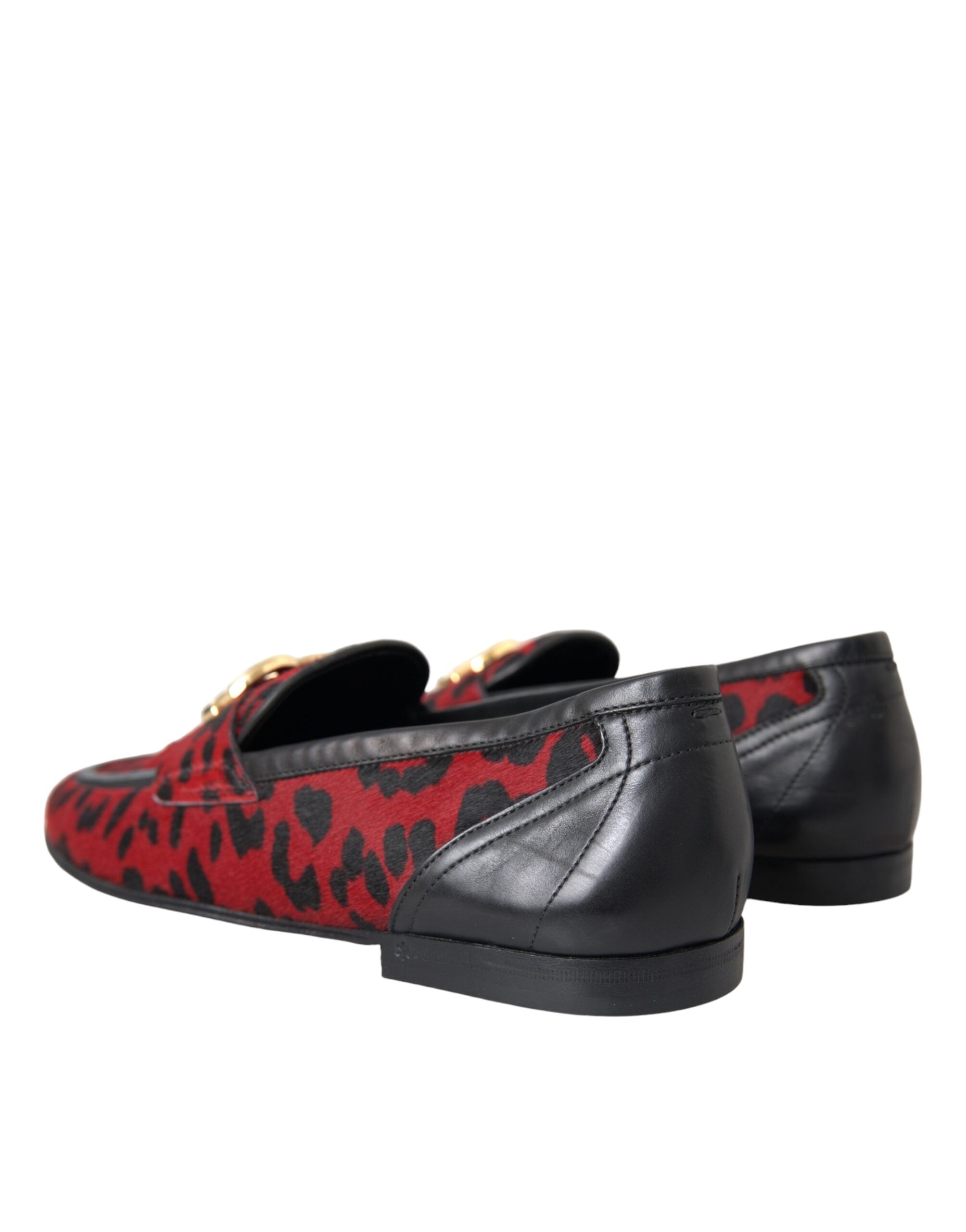 Dolce & Gabbana Röda Svarta Leopard DG Loafers Formella Herrskor