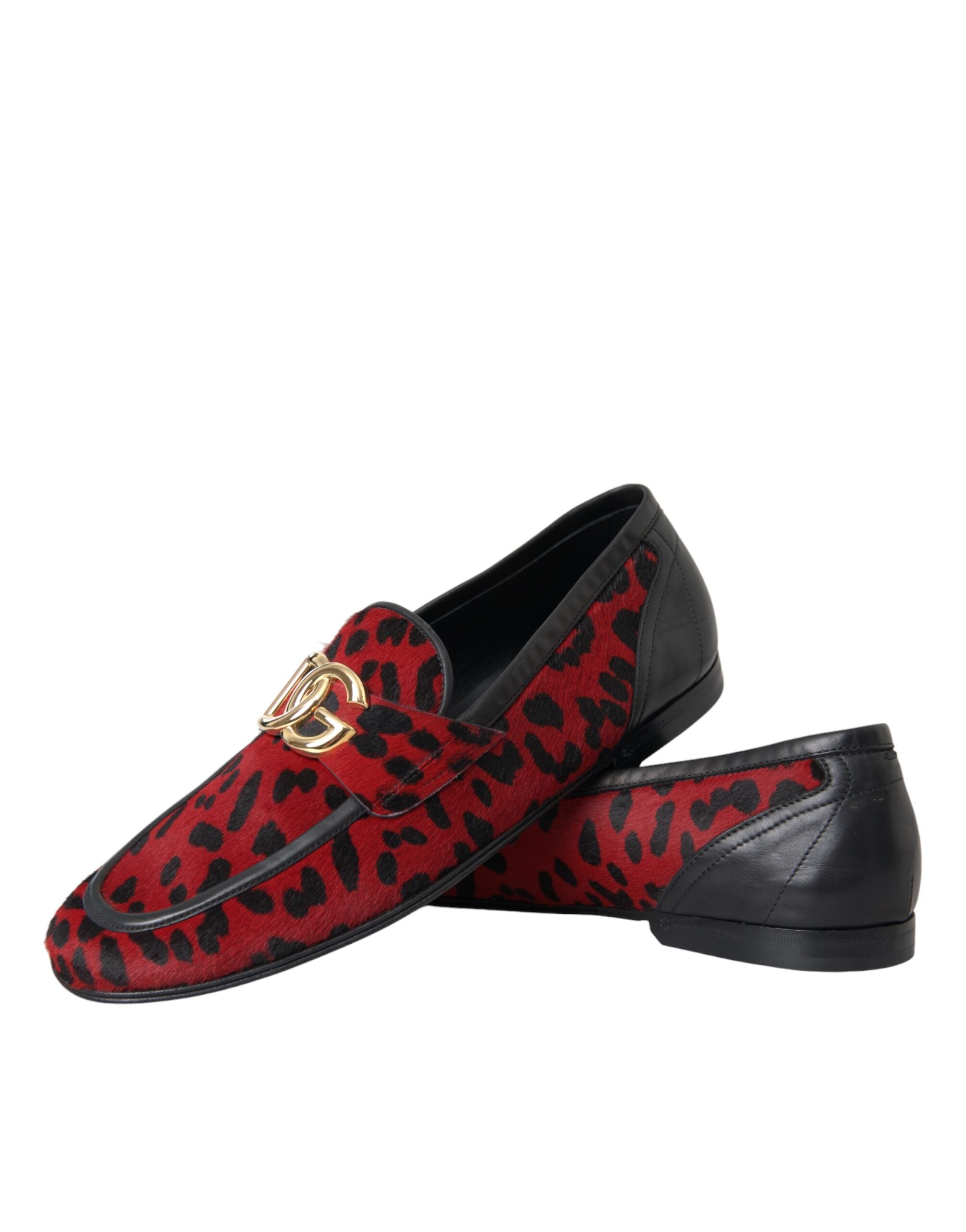 Dolce & Gabbana Röda Svarta Leopard DG Loafers Formella Herrskor