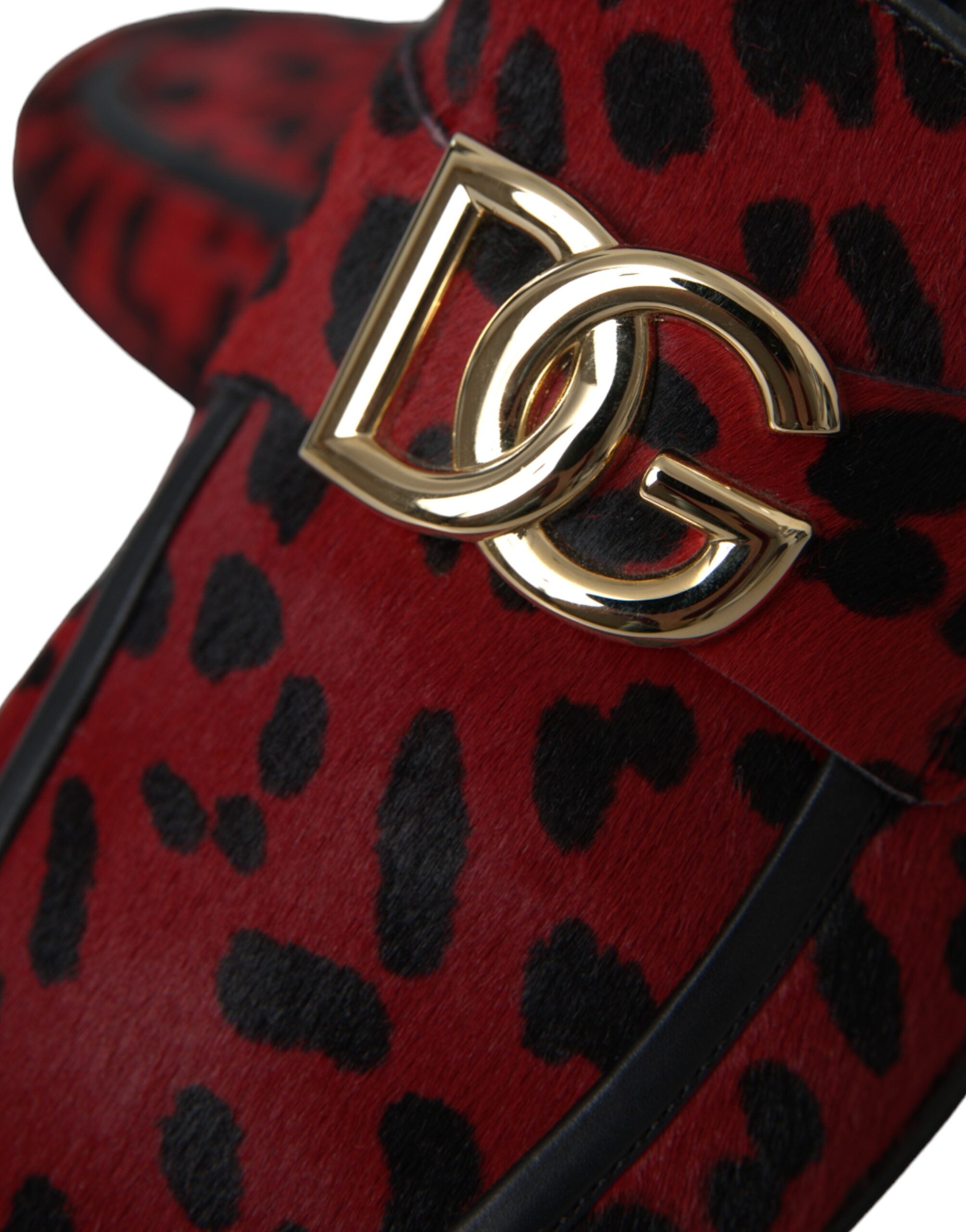 Dolce & Gabbana Röda Svarta Leopard DG Loafers Formella Herrskor