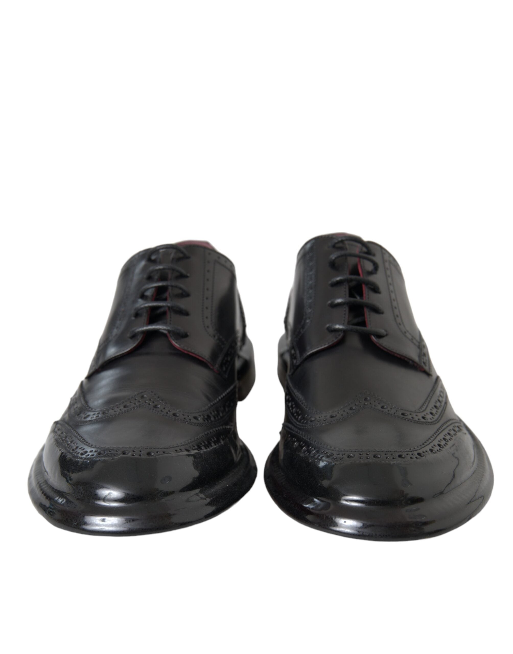 Dolce & Gabbana Svarta Oxford-skor i läder med vingspetsar och vingspetsar för män