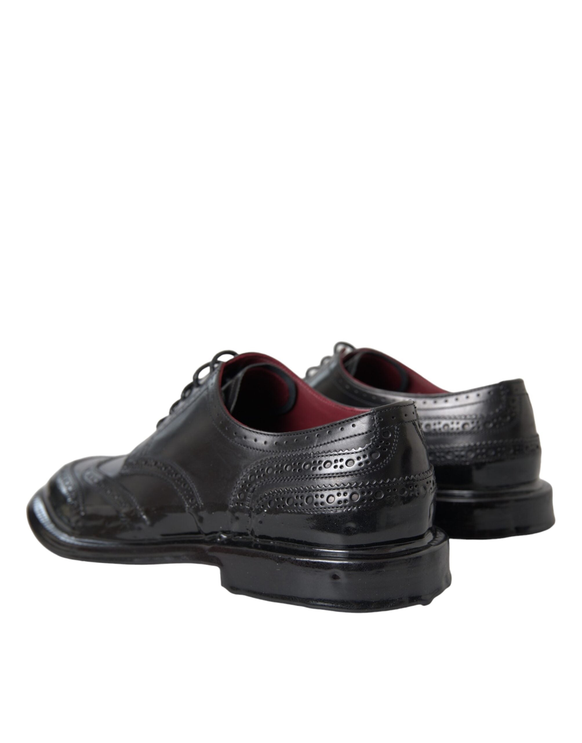 Dolce & Gabbana Svarta Oxford-skor i läder med vingspetsar och vingspetsar för män