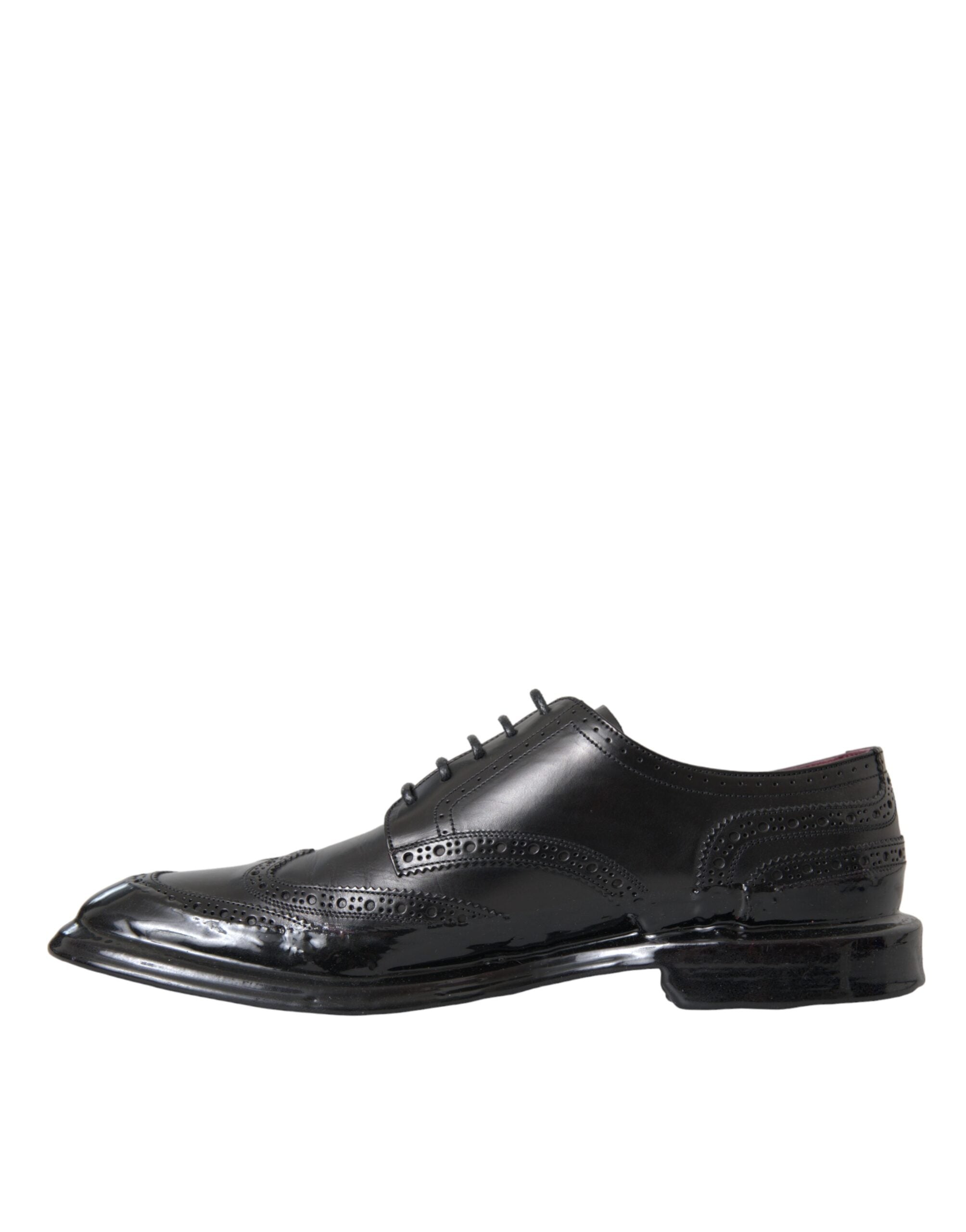 Dolce & Gabbana Svarta Oxford-skor i läder med vingspetsar och vingspetsar för män