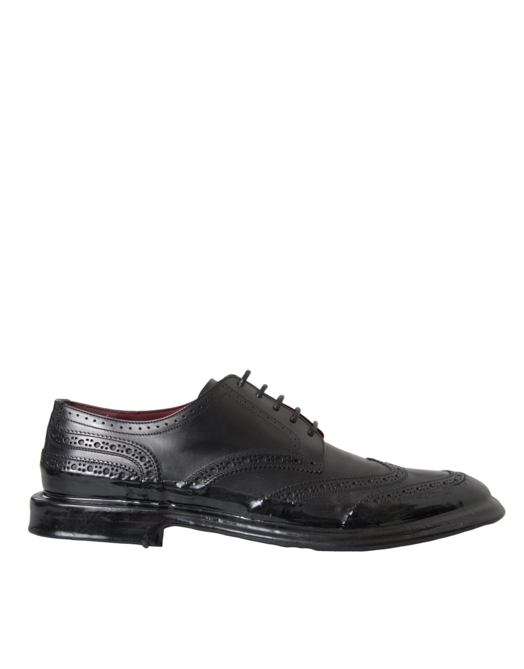 Dolce & Gabbana Svarta Oxford-skor i läder med vingspetsar och vingspetsar för män