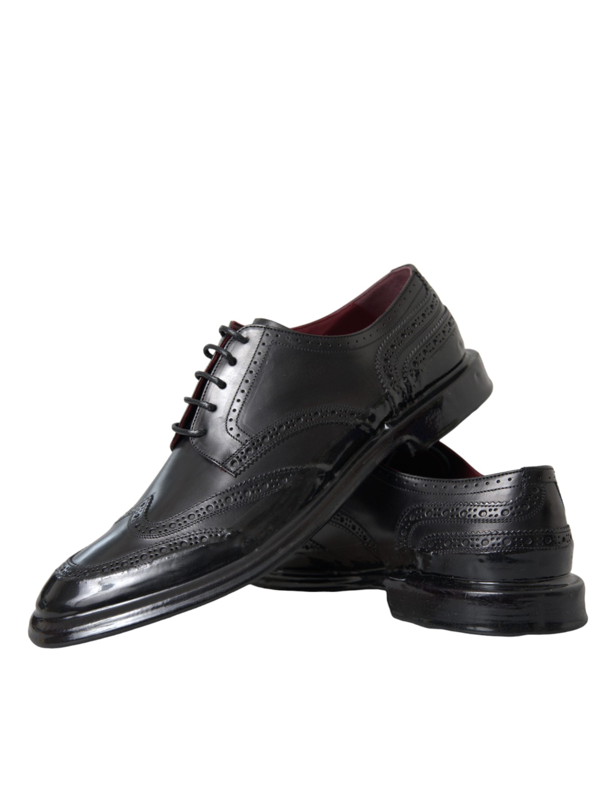 Dolce & Gabbana Svarta Oxford-skor i läder med vingspetsar och vingspetsar för män