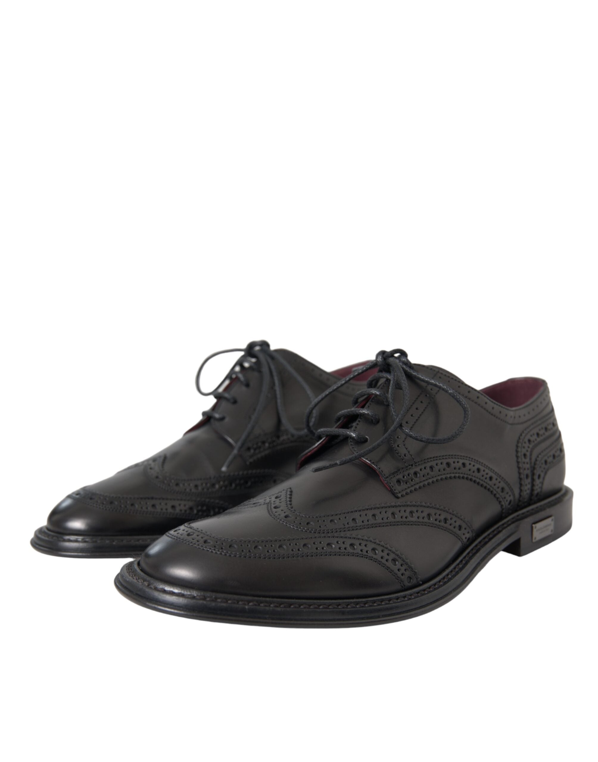 Dolce & Gabbana Svarta Oxford-skor i läder med vingspetsar och vingspetsar för män