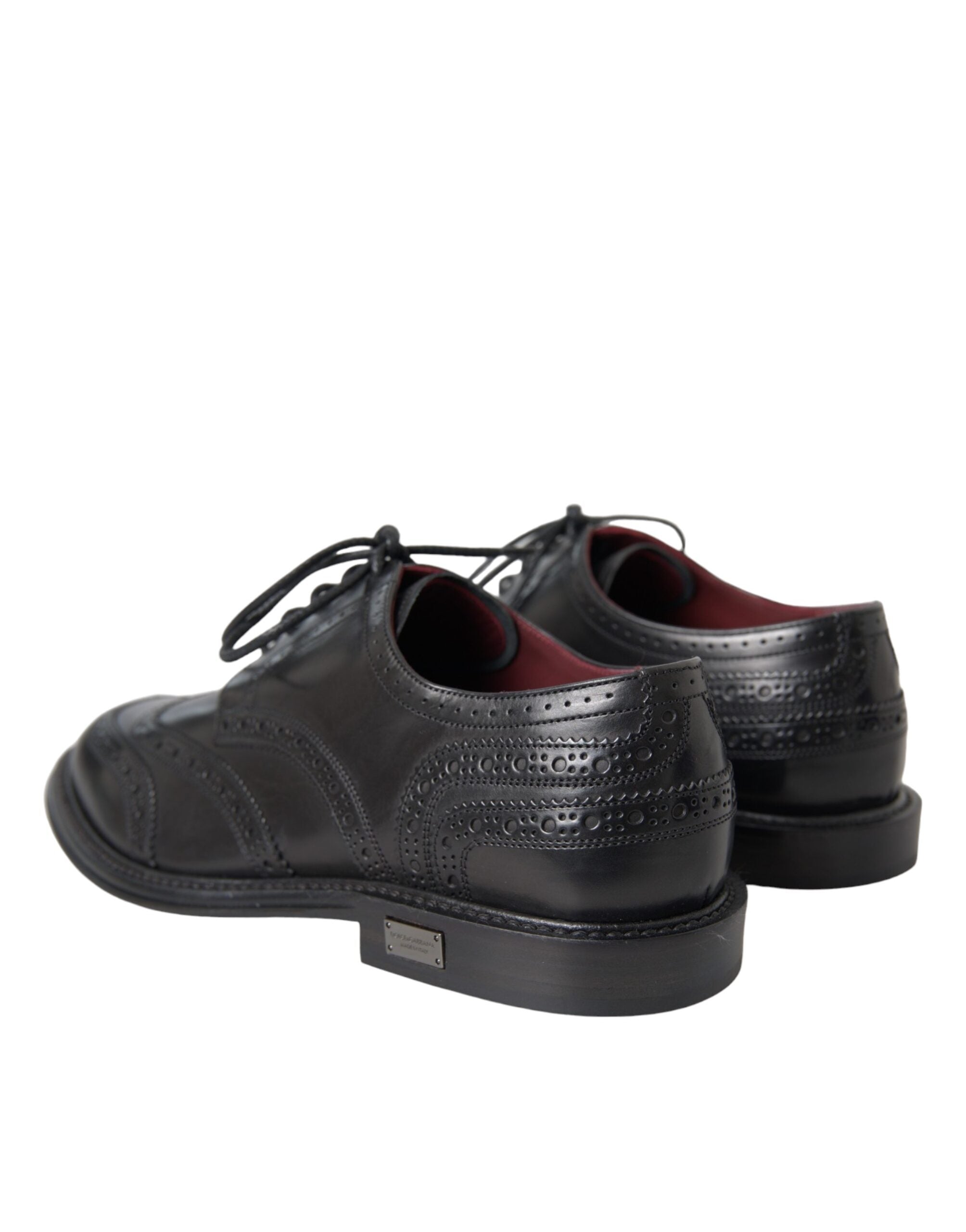 Dolce & Gabbana Svarta Oxford-skor i läder med vingspetsar och vingspetsar för män